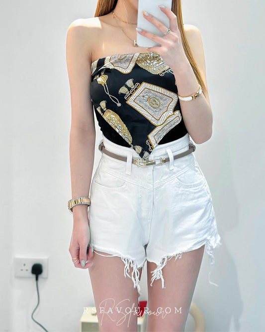 (KR) 復古印花假兩件上衣|三色入