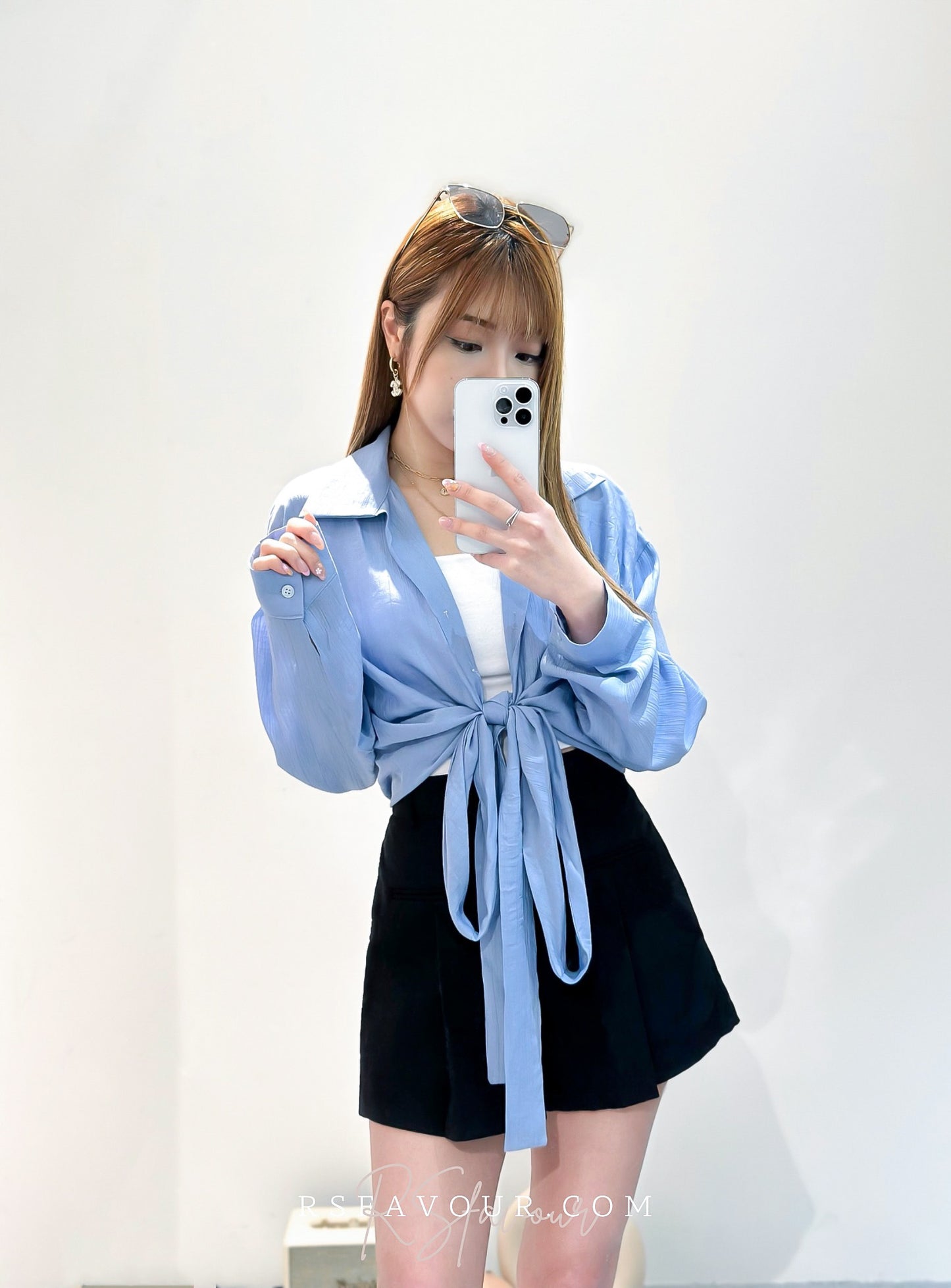 (KR) 蝴蝶結輕垂感裇衫|兩色入