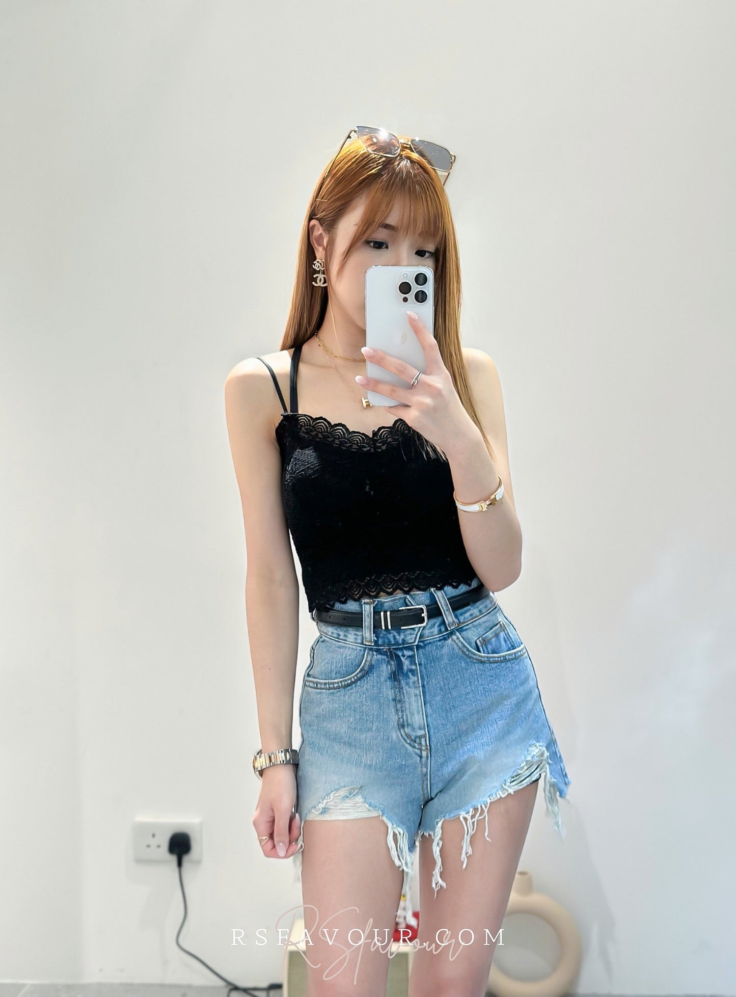 (KR) 鈎花吊帶胸墊背心|三色入