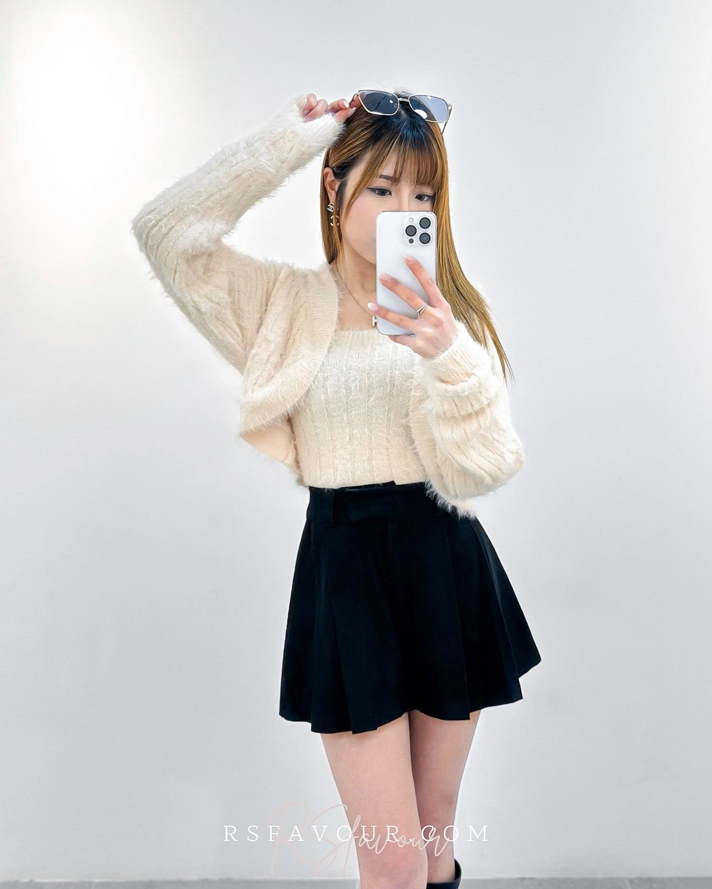 (KR) 水獺毛背心外套Set|兩色入