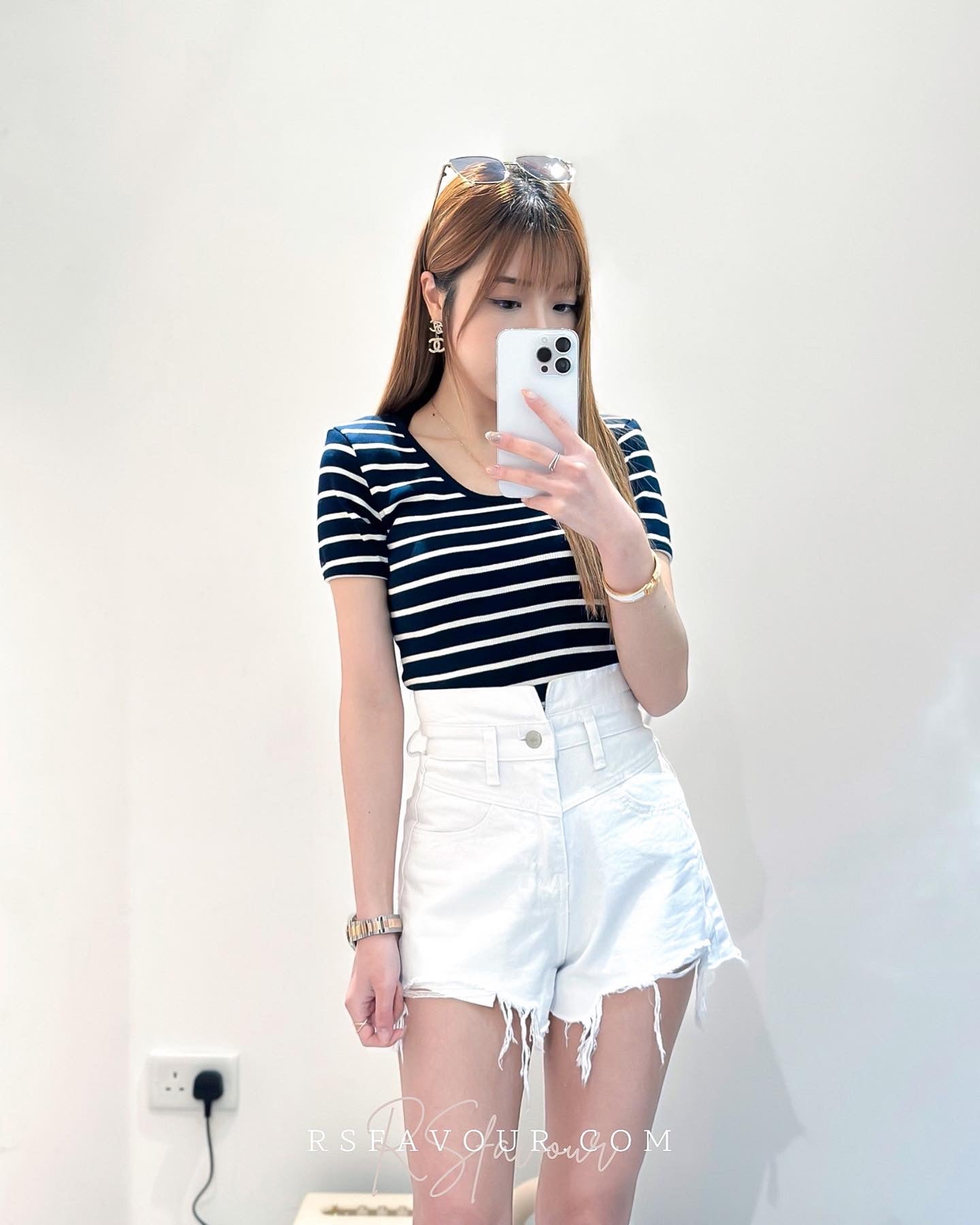 (KR) 高腰超顯瘦短牛|冰川白