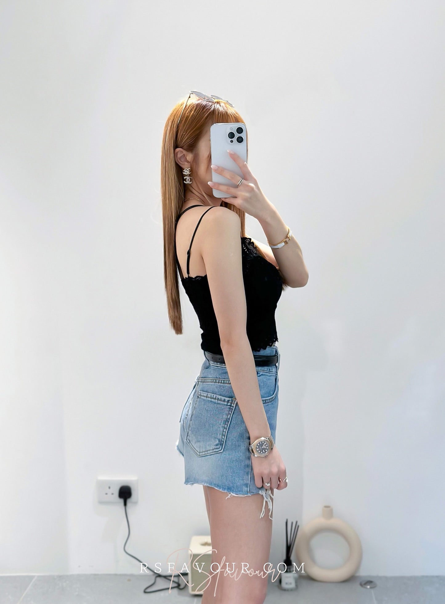 (KR) 鈎花吊帶胸墊背心|三色入