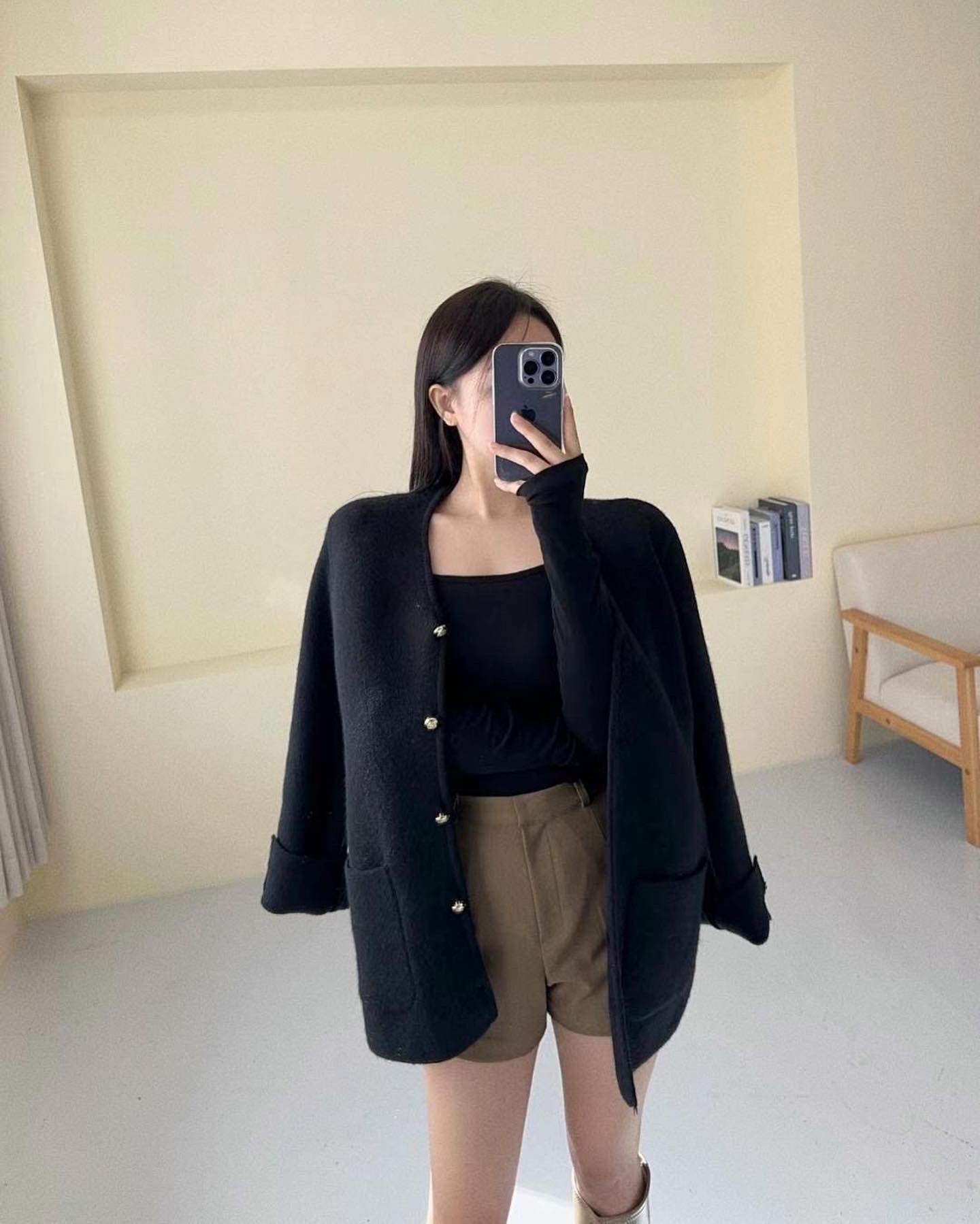 (KR) V領金鈕外套|兩色入