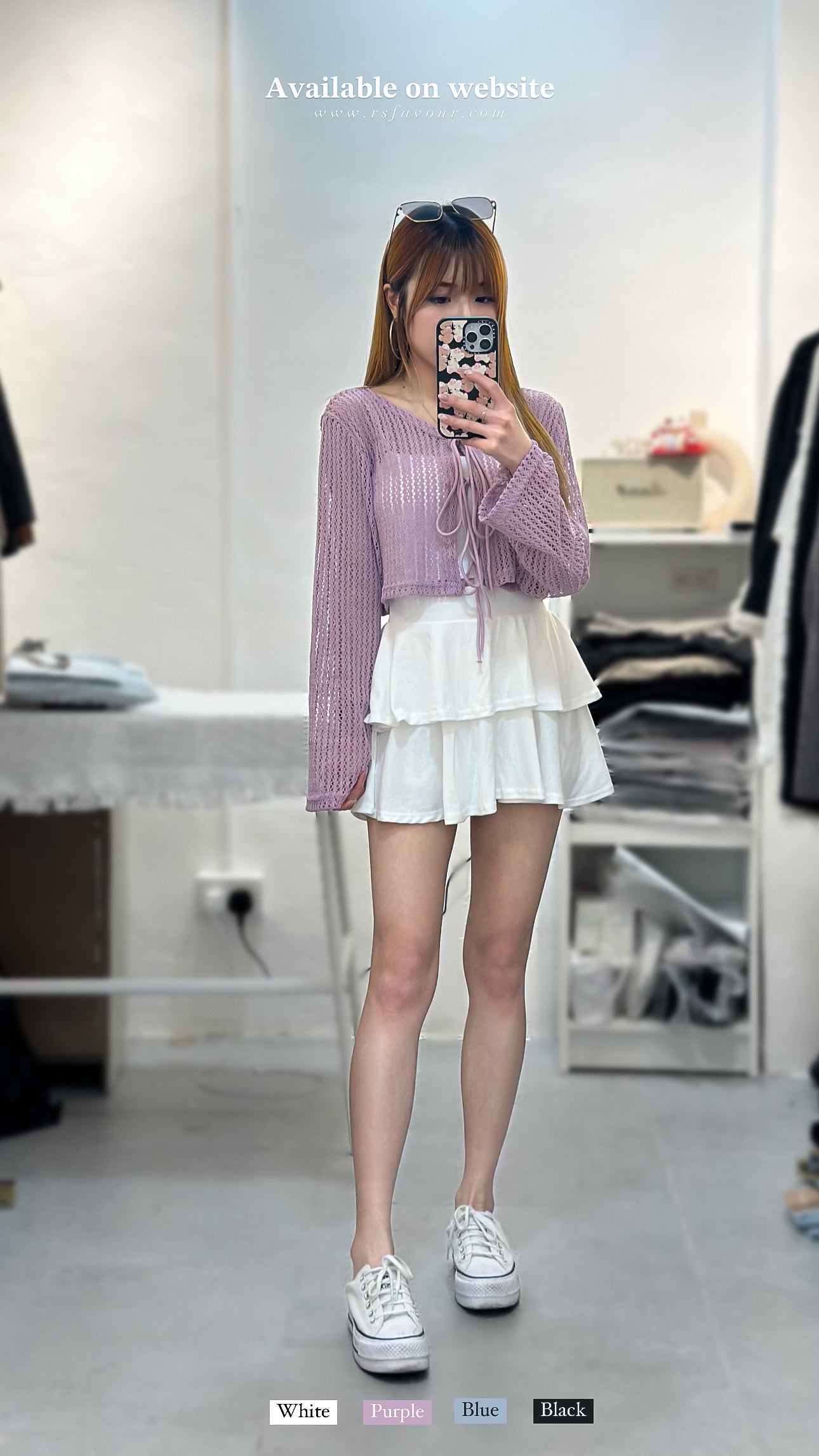 (𝐊𝐑) 鈎花雙蝴蝶結外套|五色入