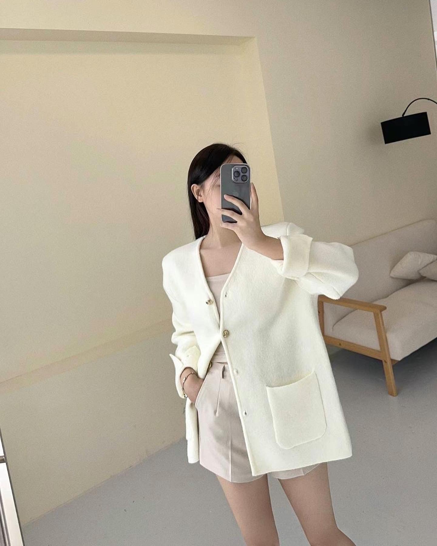 (KR) V領金鈕外套|兩色入