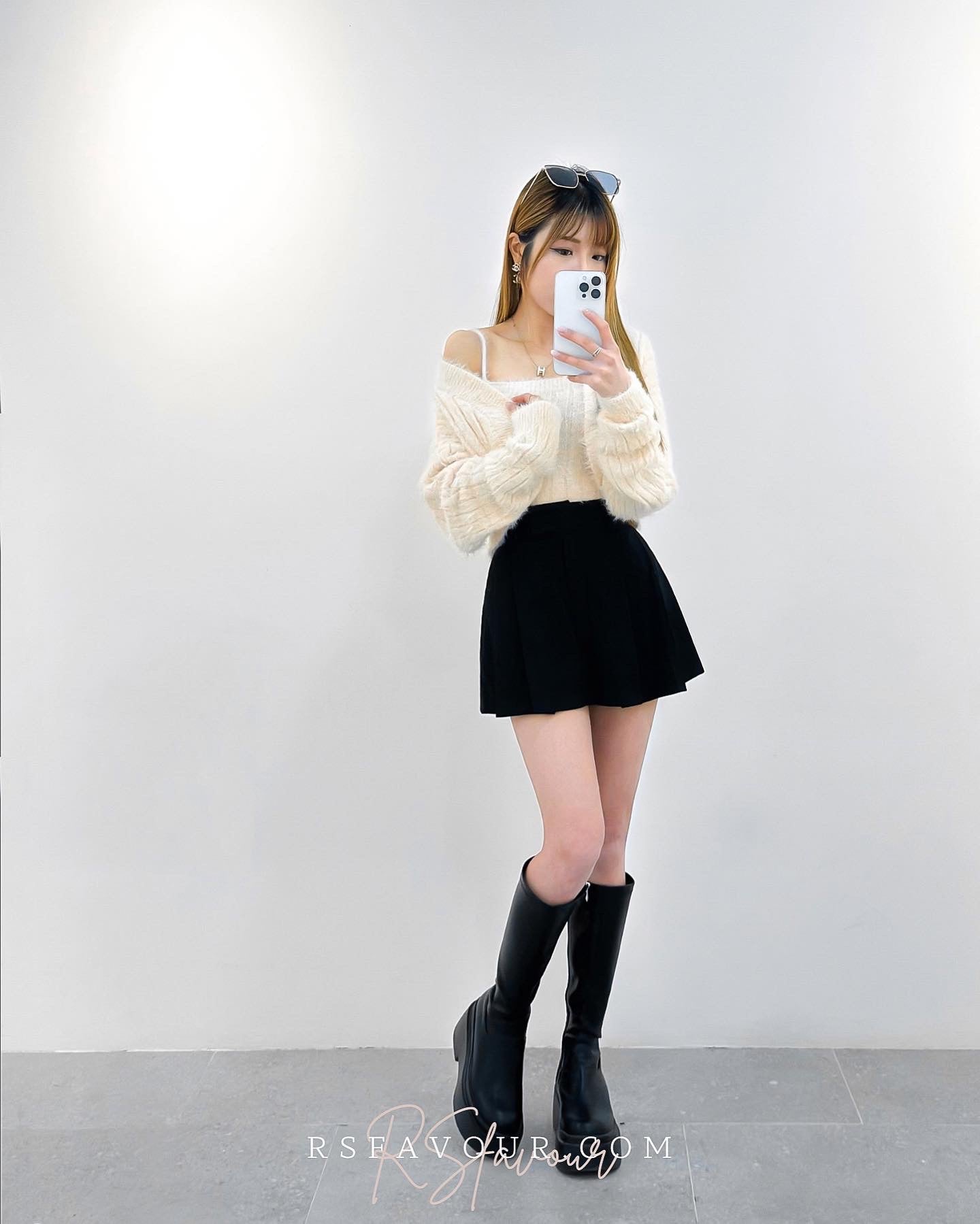 (KR) 水獺毛背心外套Set|兩色入