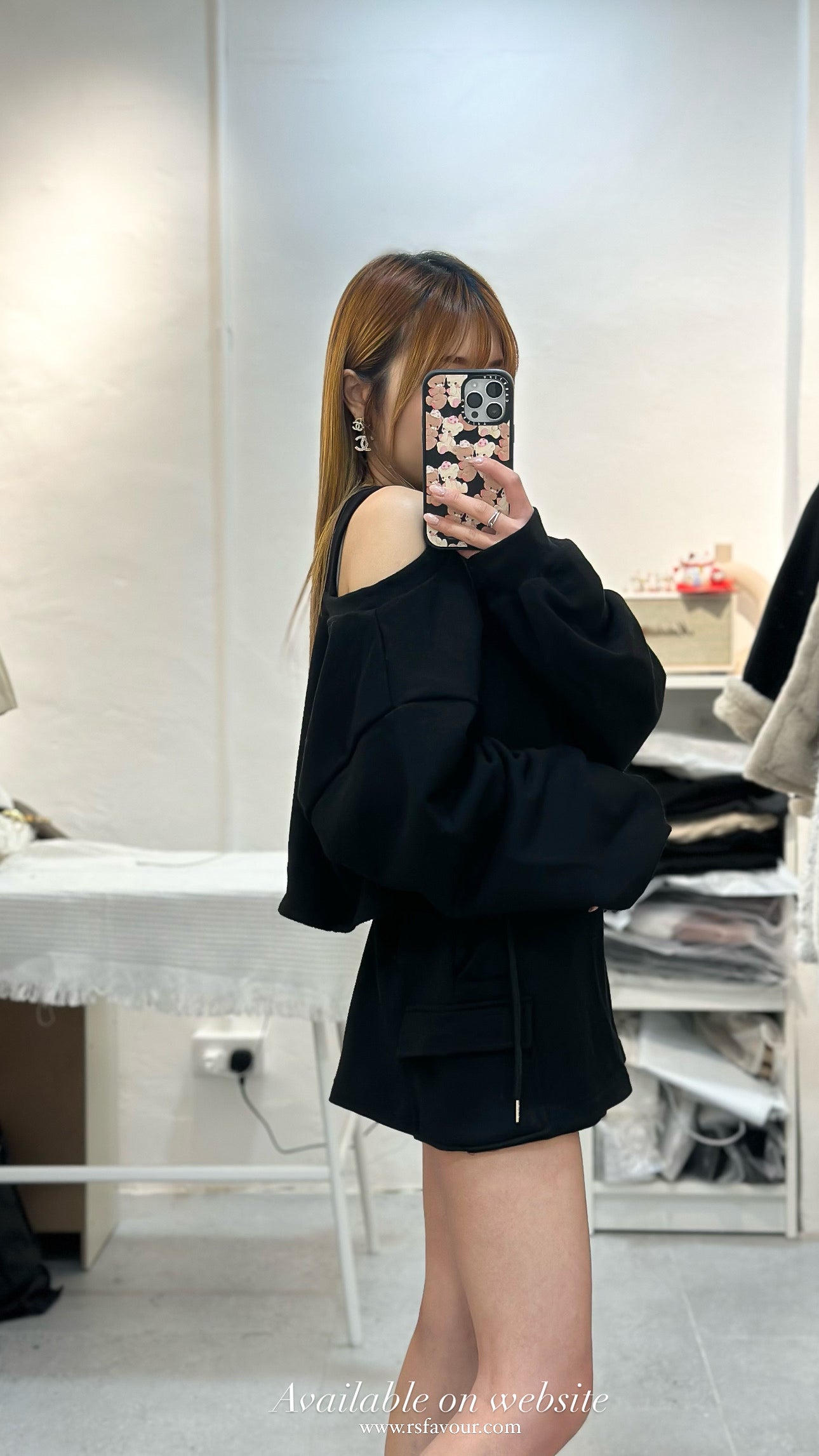 (KR) 單肩小泡袖衛衣|兩色入