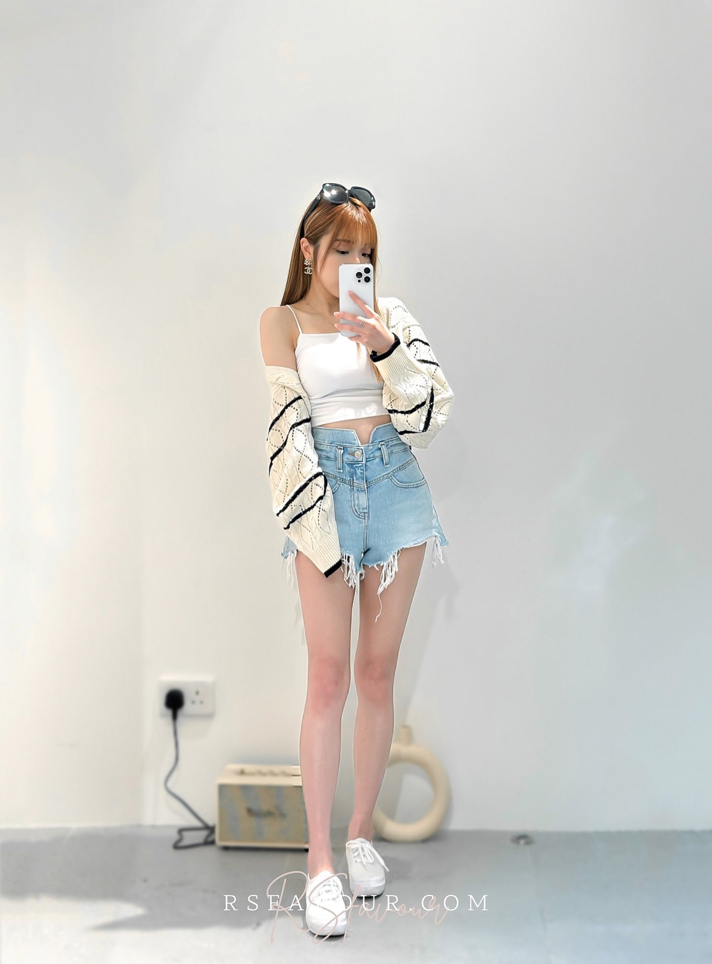 (KR) 高腰超顯瘦短牛|洗水藍