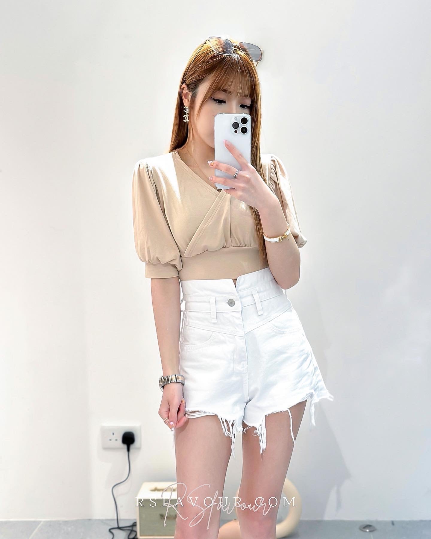 (KR) 高腰超顯瘦短牛|冰川白