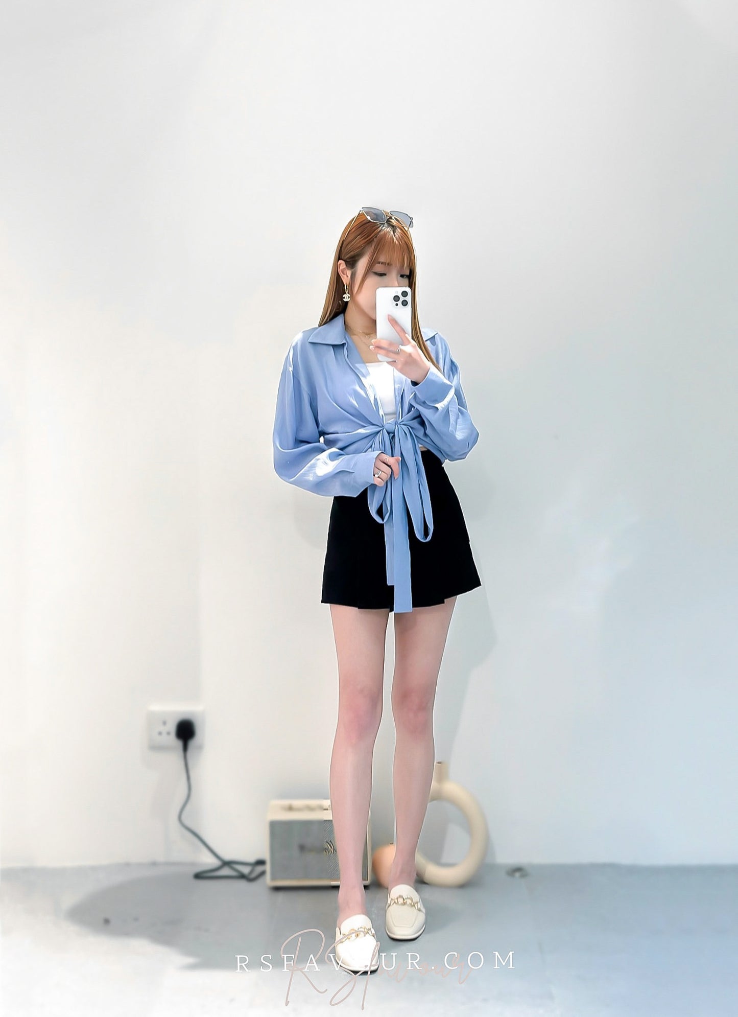 (KR) 蝴蝶結輕垂感裇衫|兩色入