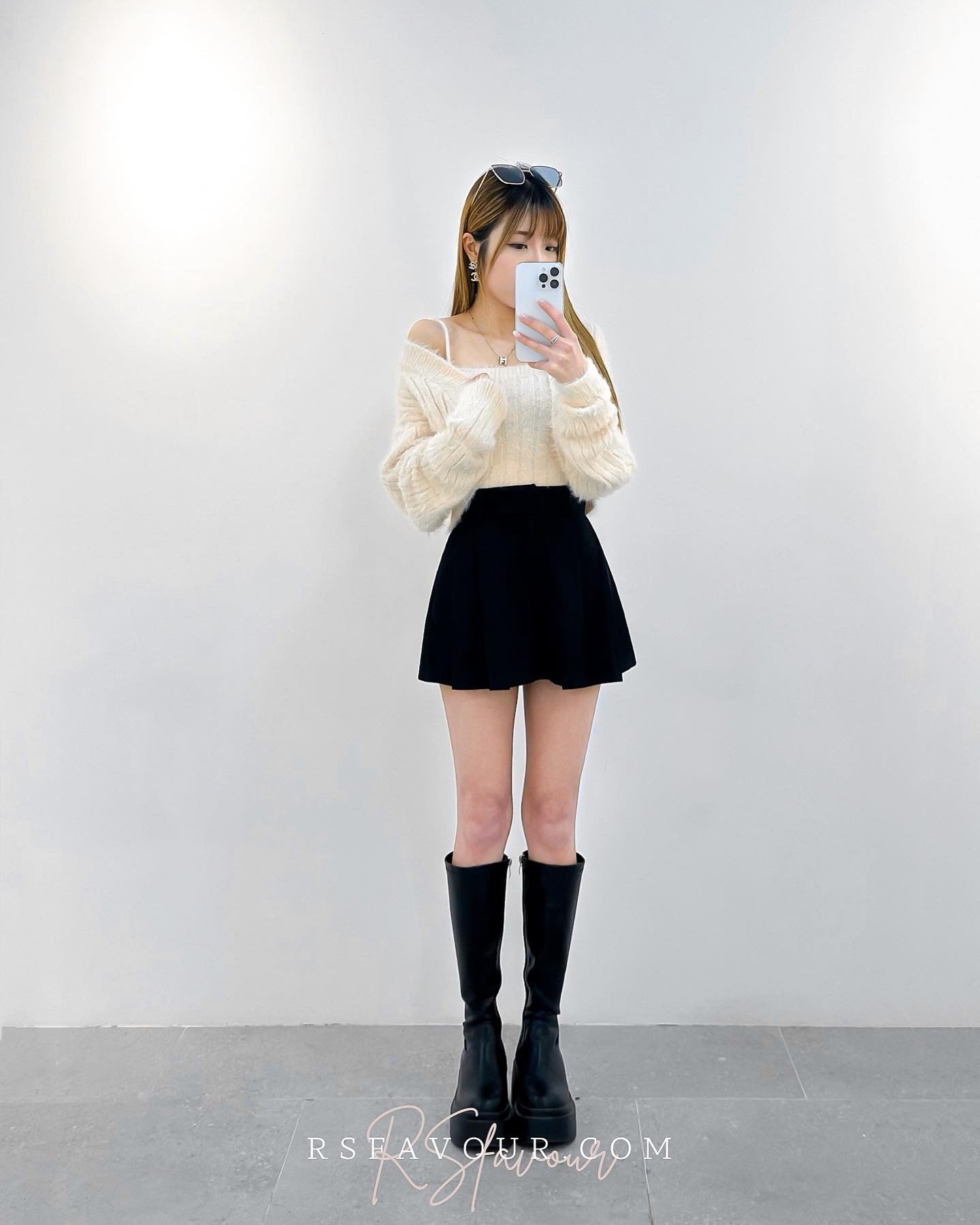 (KR) 水獺毛背心外套Set|兩色入