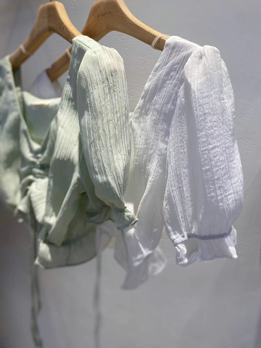 (KR)速繩泡袖上衣|兩色入