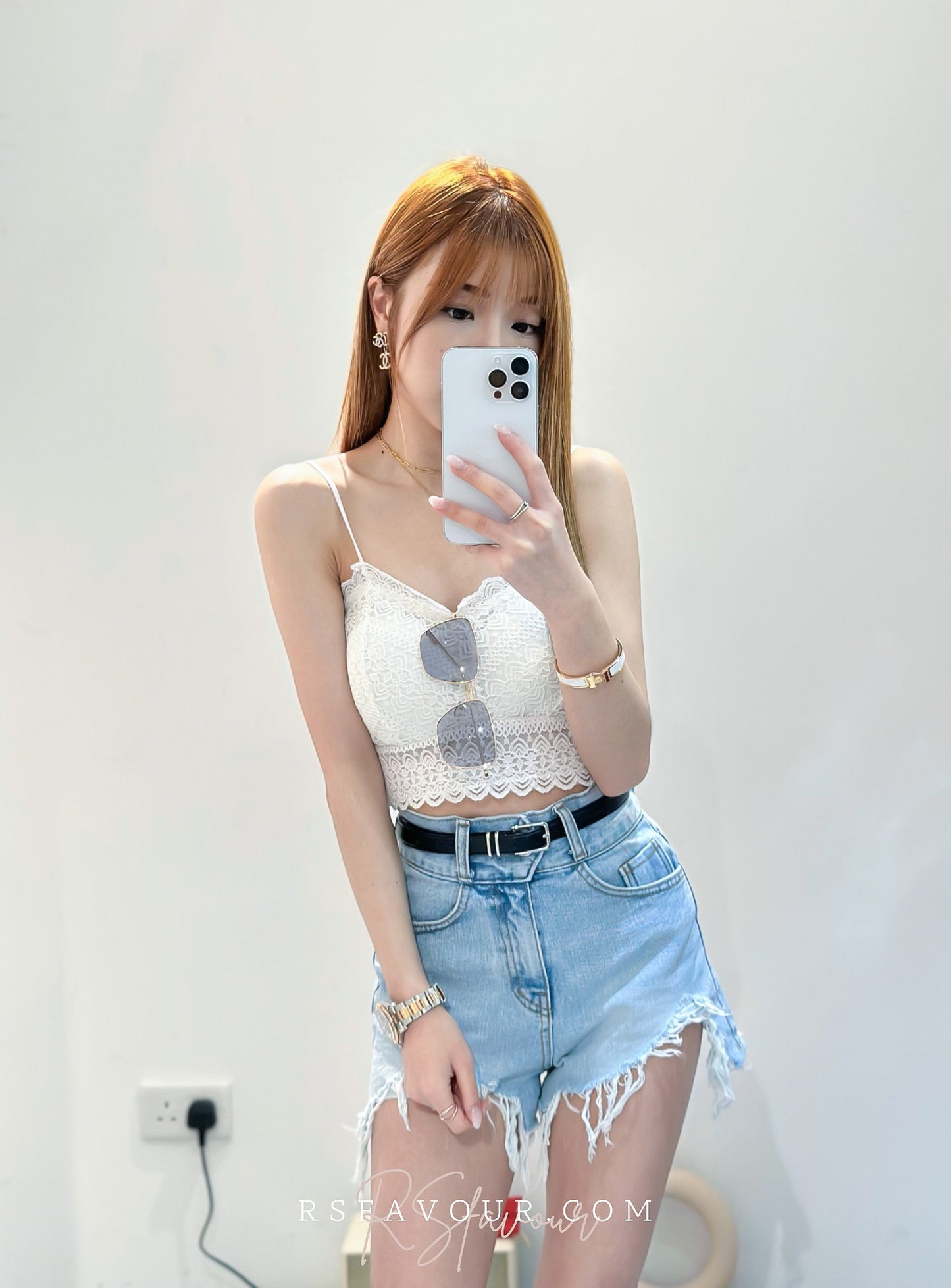 (KR) 鈎花吊帶胸墊背心|三色入