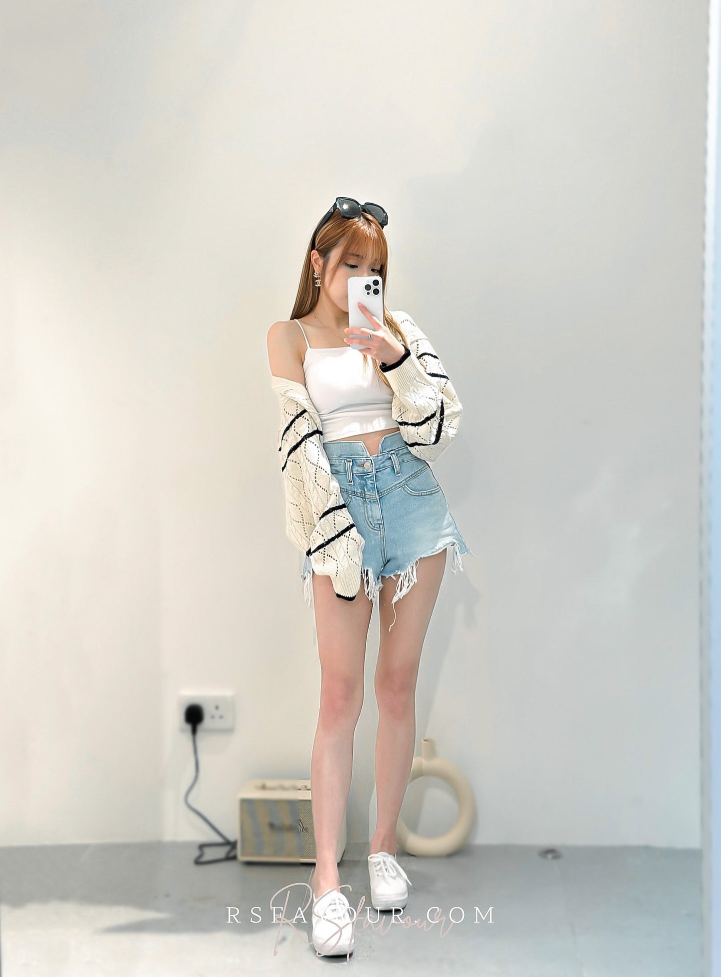 (KR) 高腰超顯瘦短牛|洗水藍