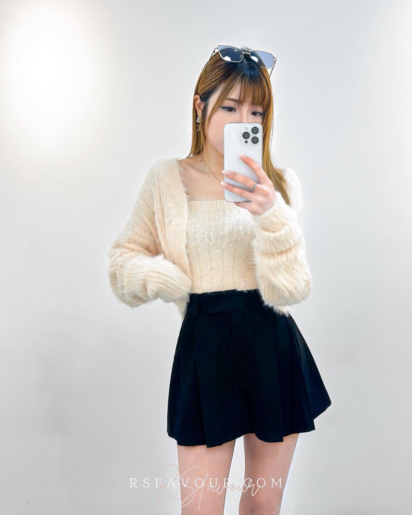 (KR) 水獺毛背心外套Set|兩色入