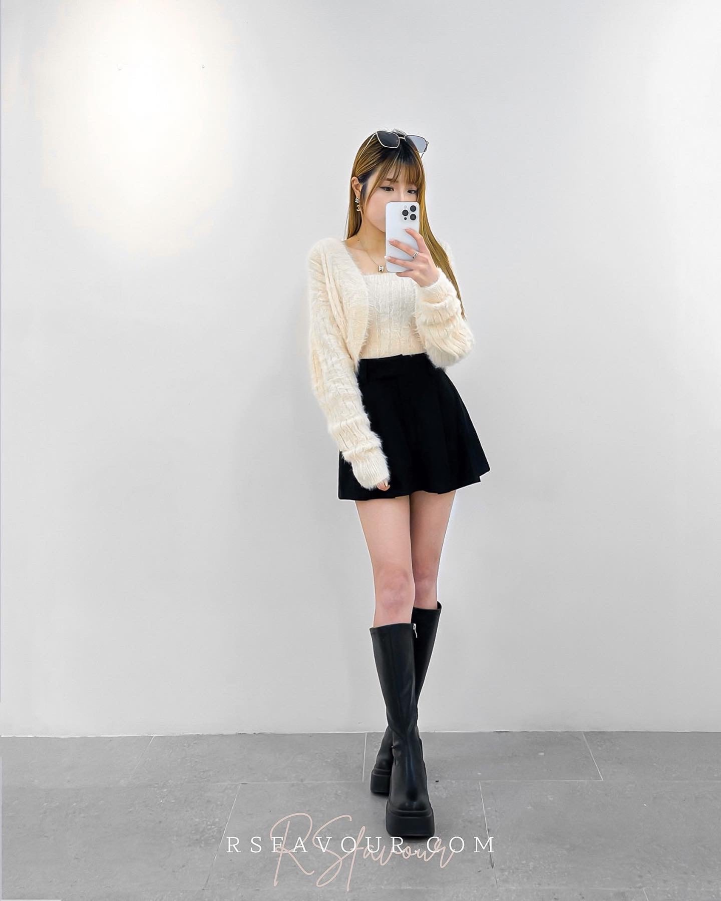 (KR) 水獺毛背心外套Set|兩色入