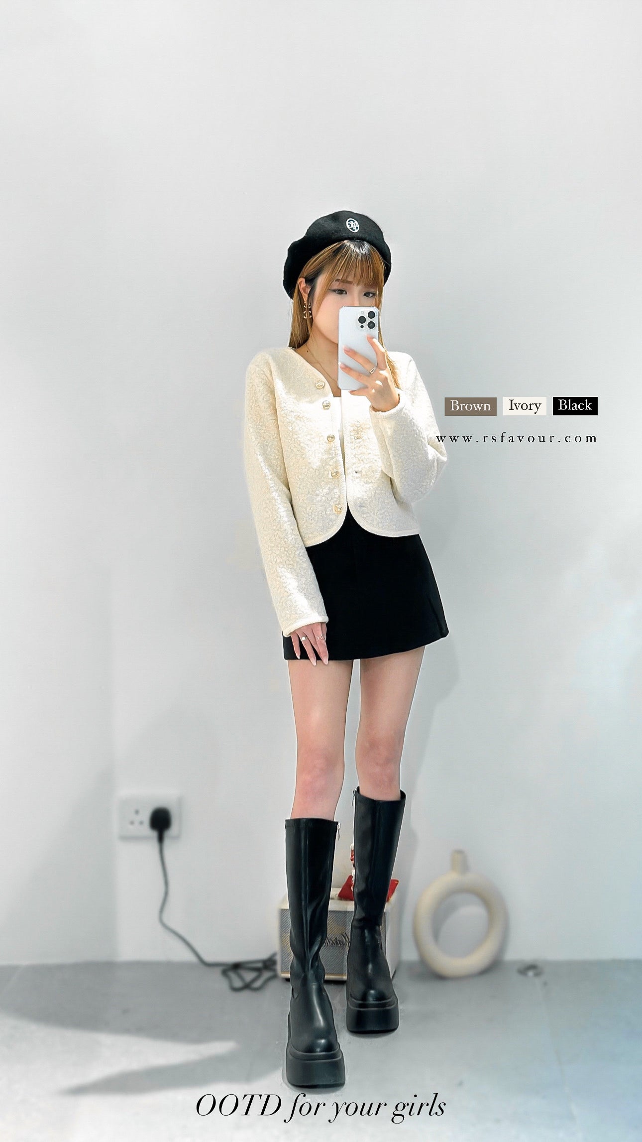 (KR) 羊羔毛金鈕外套|三色入