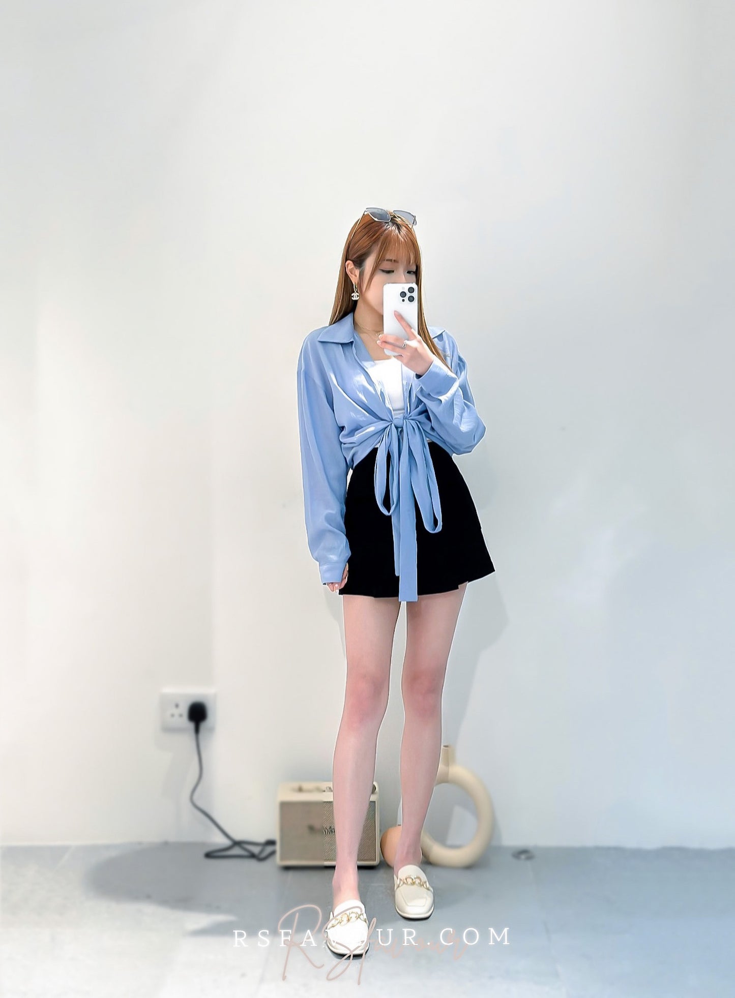 (KR) 蝴蝶結輕垂感裇衫|兩色入