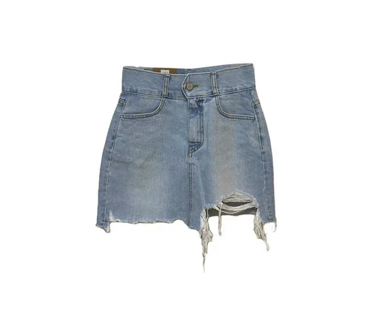 (KR) 闊邊高腰微包臂牛仔裙|三色入