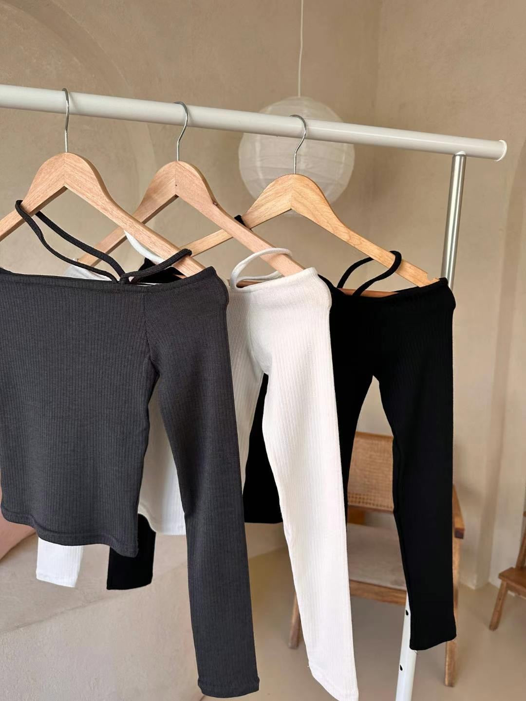 (KR) 不規則掛頸一字膊上衣|三色入