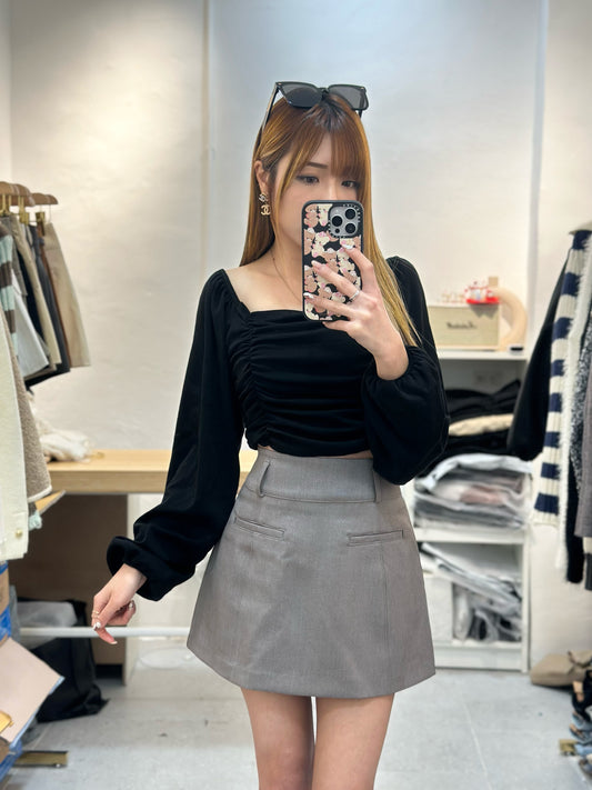 (KR) 方領小泡袖上衣|兩色入