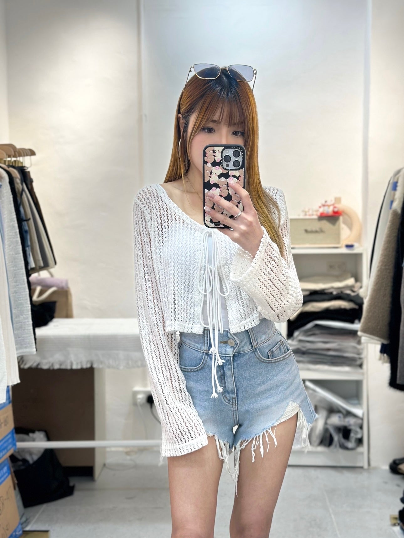 (𝐊𝐑) 鈎花雙蝴蝶結外套|五色入