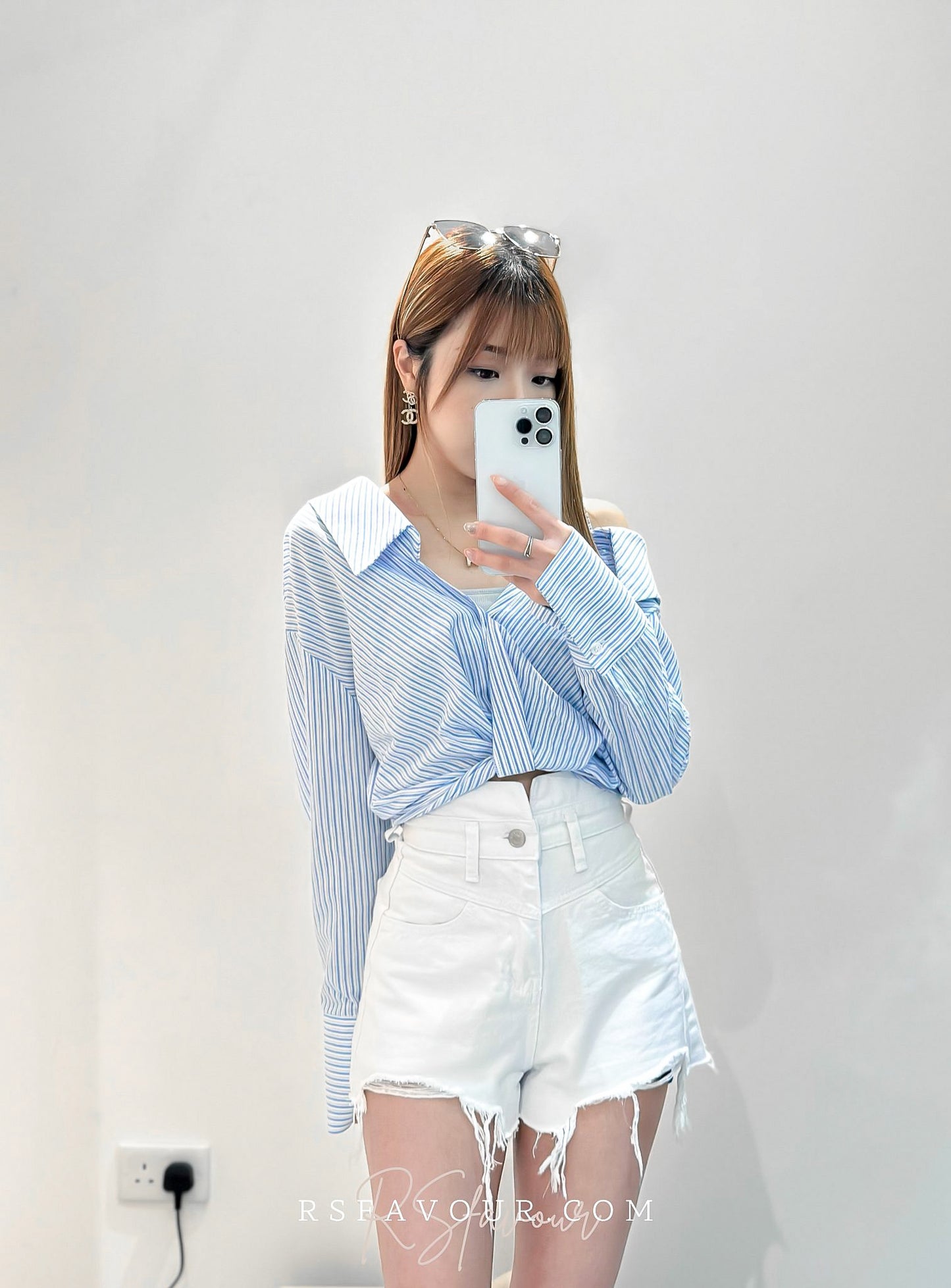 (KR) 幼間單跌膊短身恤衫|兩色入