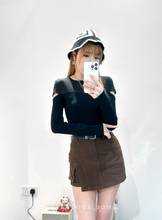 (KR) 開口手袖上半輕膚上衣|三色入