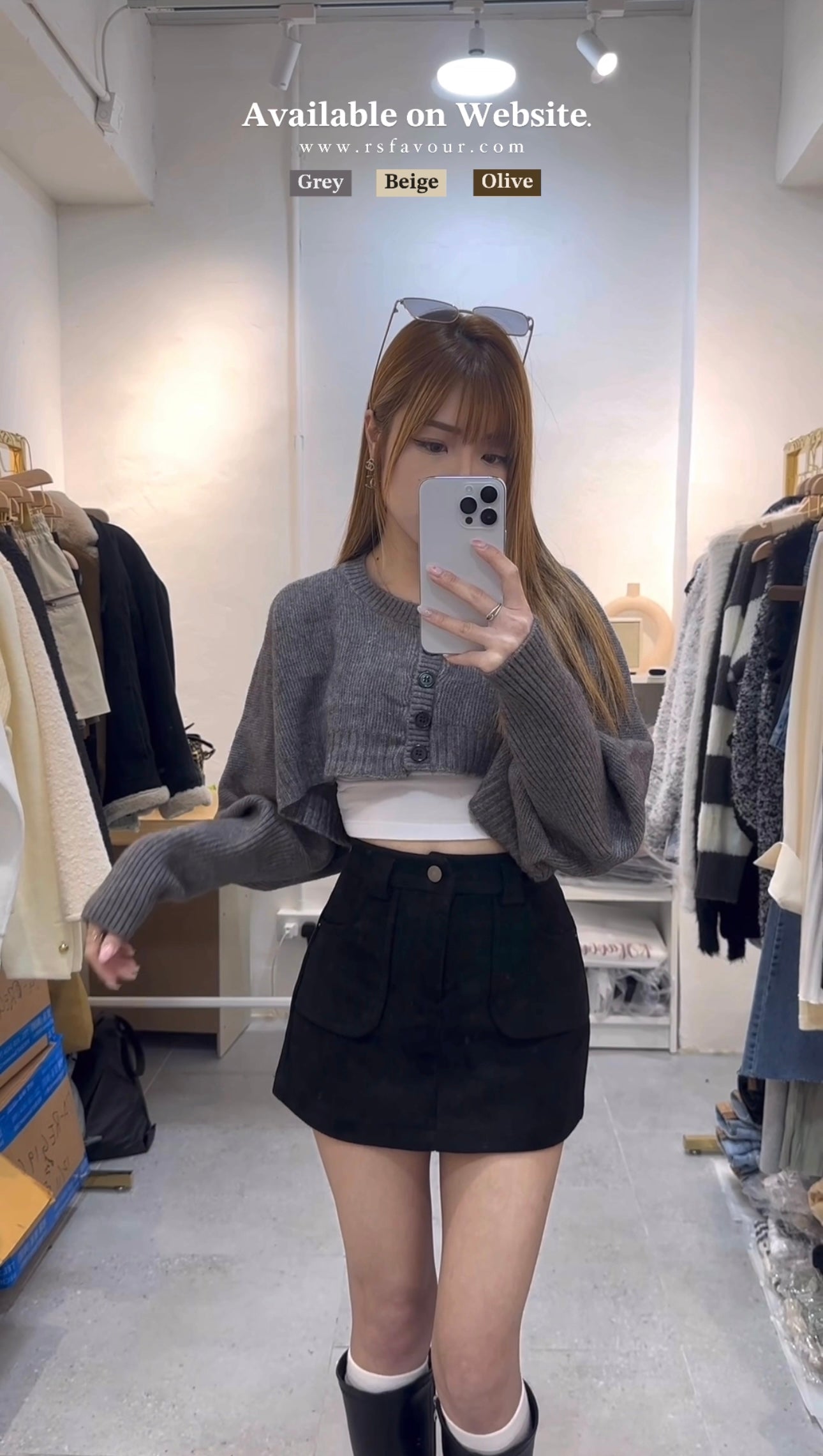 (KR) 直鈕針織短款外套|三色入