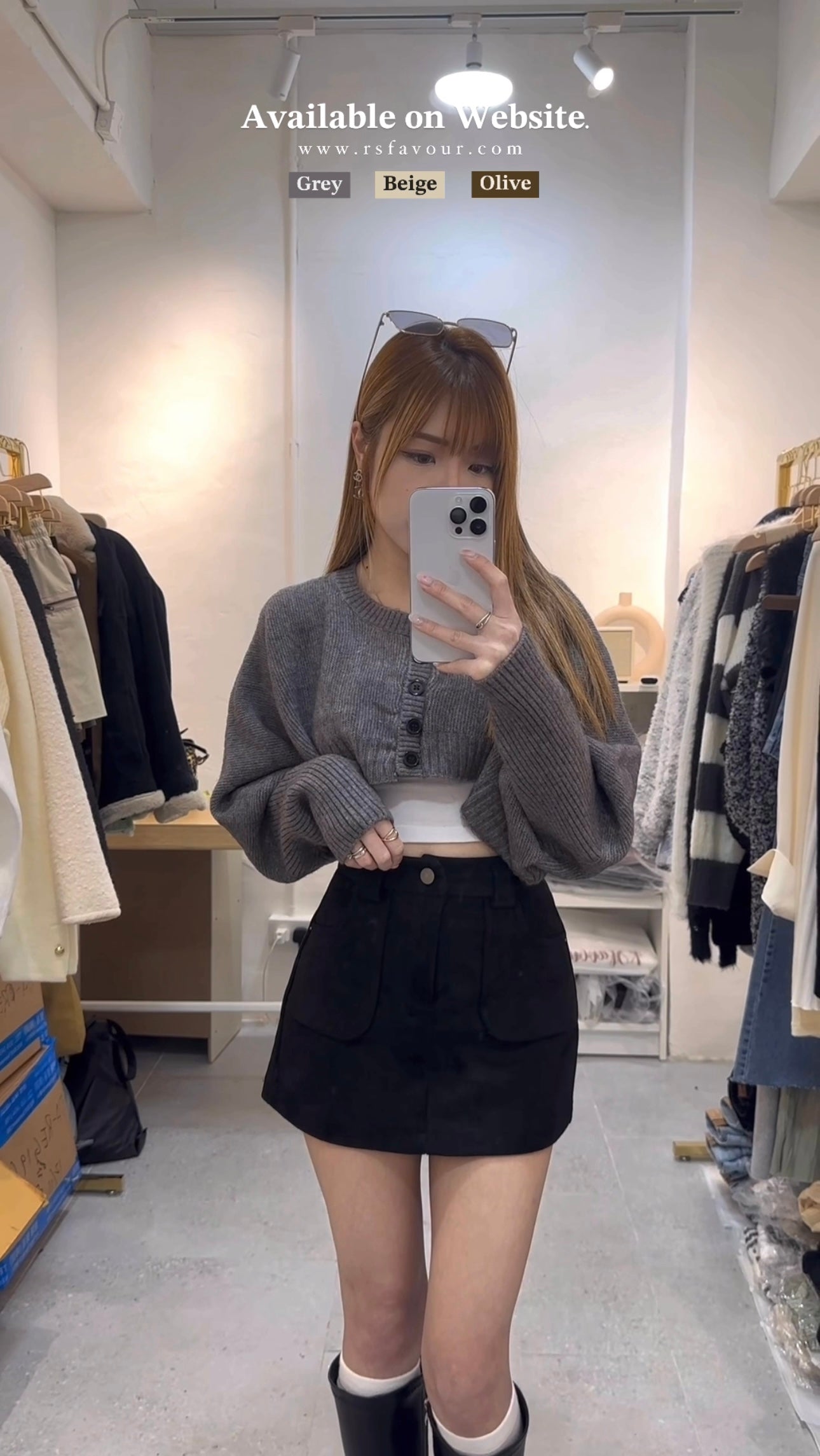 (KR) 直鈕針織短款外套|三色入