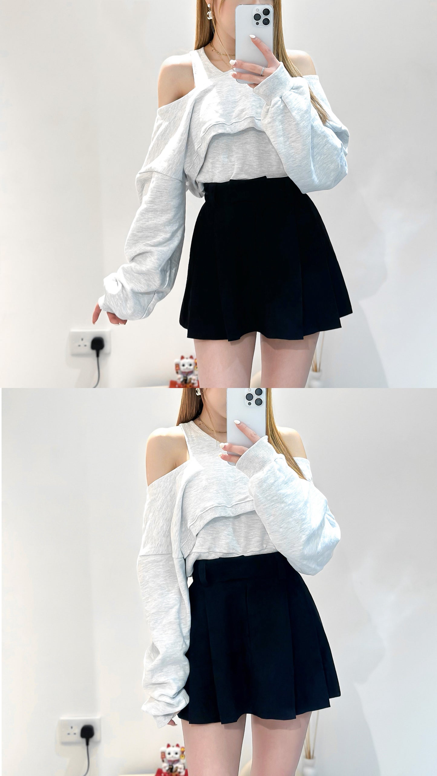 (KR) 超顯瘦高腰百褶裙|兩色入