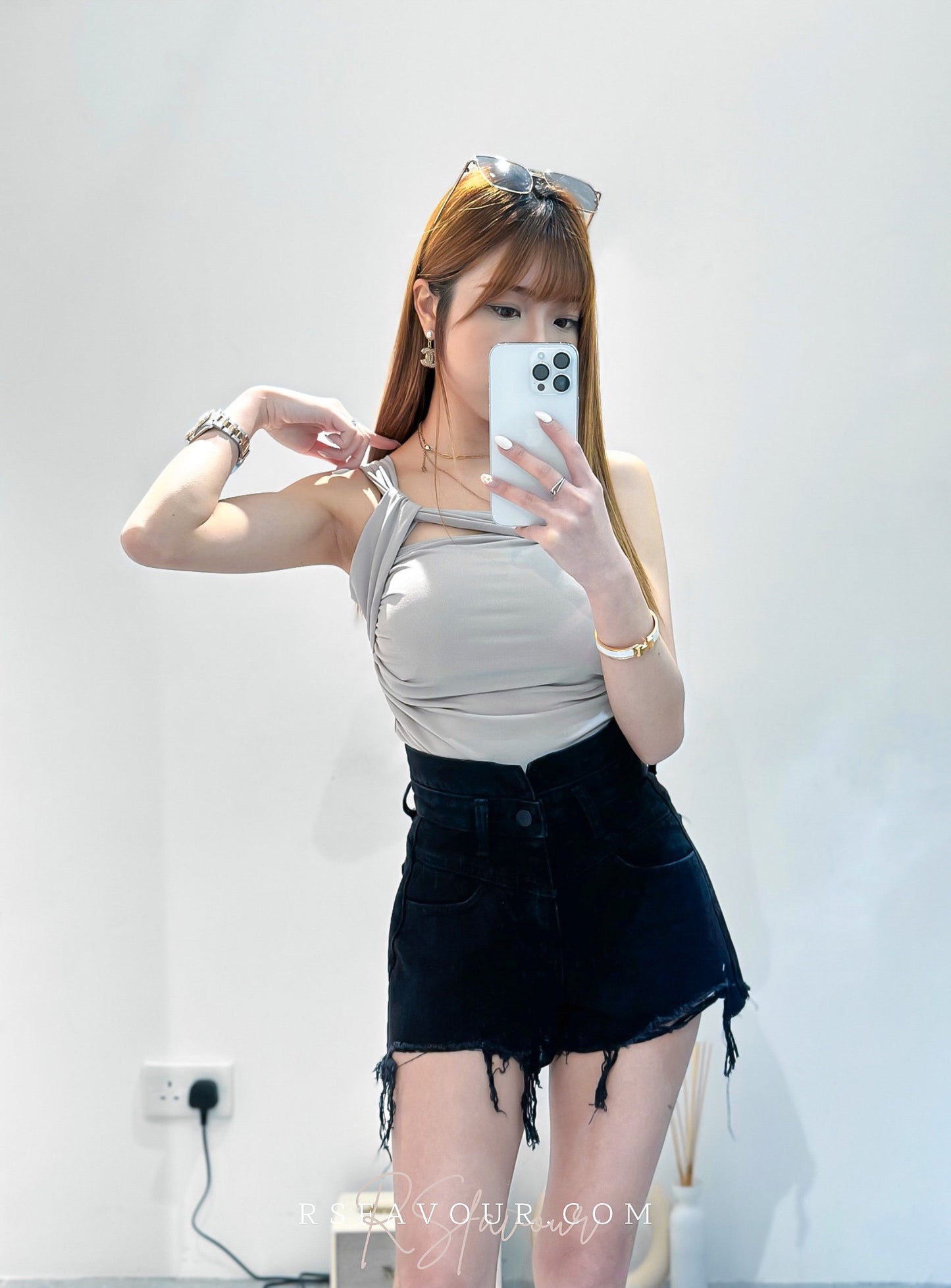 (KR) 交叉單肩Bra-top|四色入