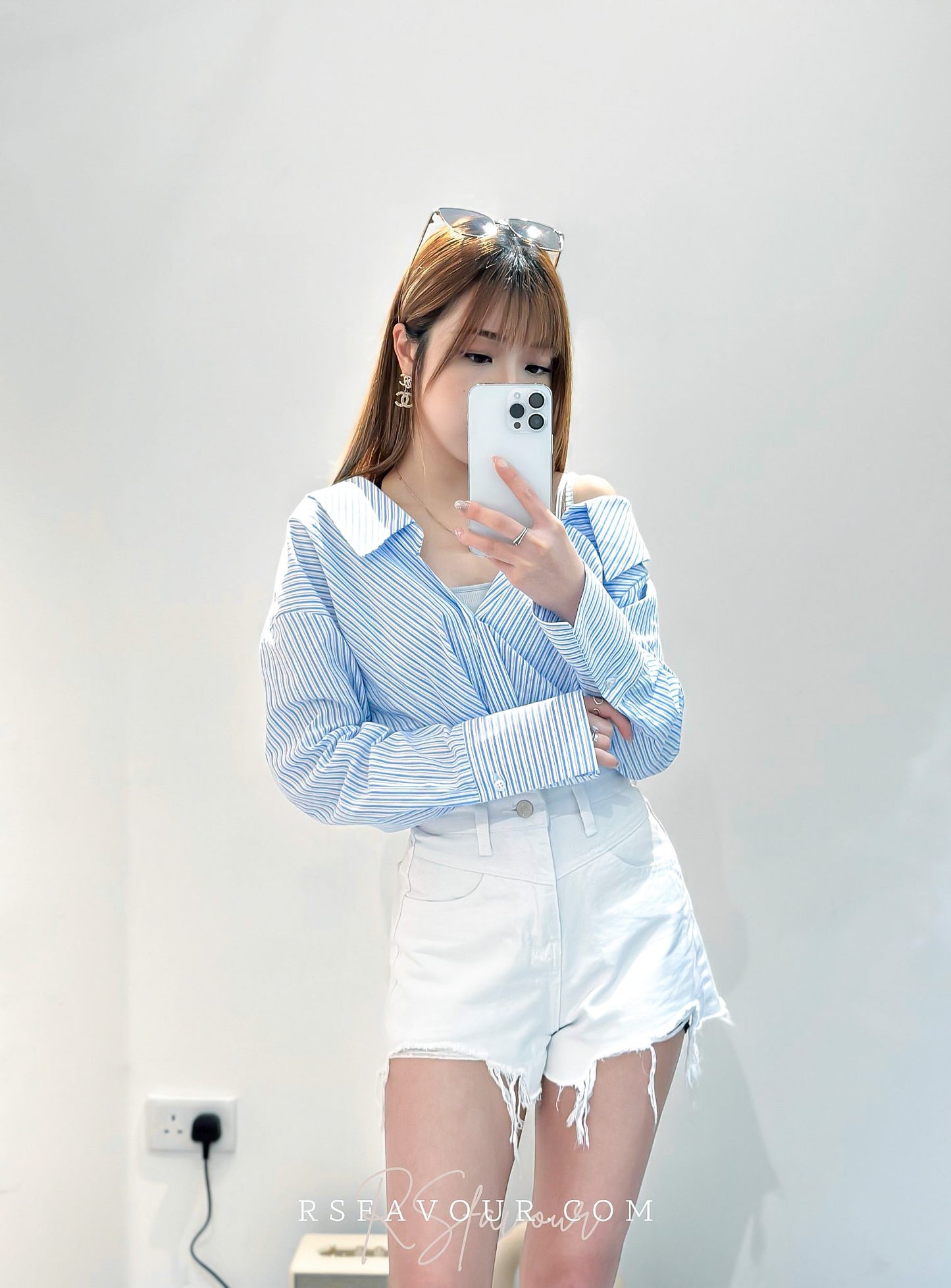 (KR) 幼間單跌膊短身恤衫|兩色入