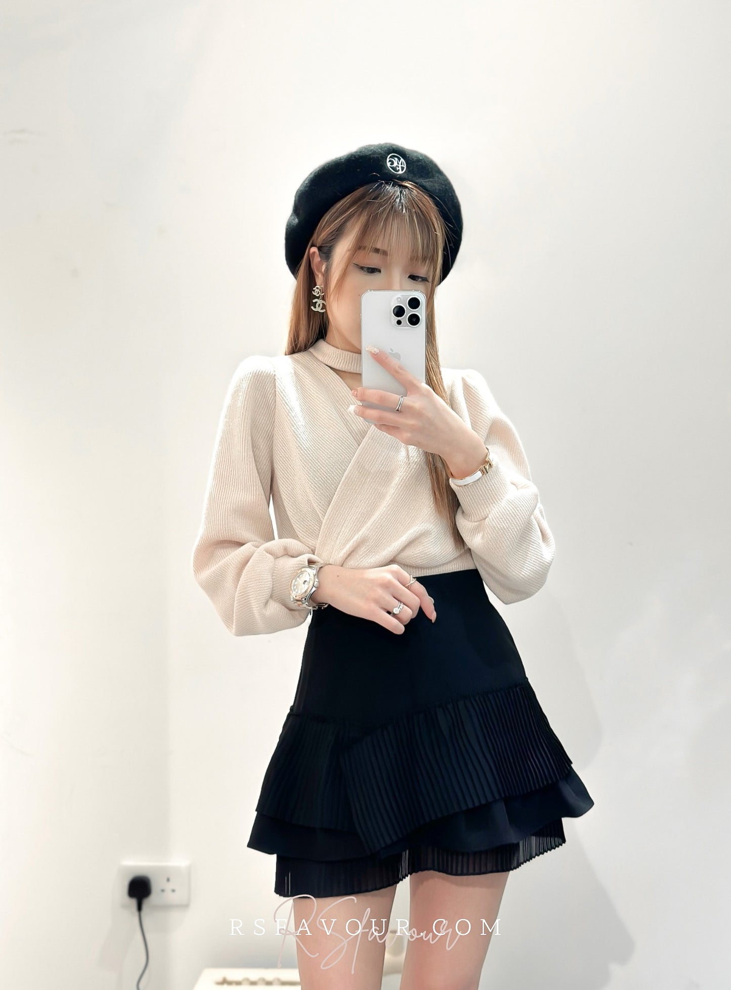 (KR) 雪紡層次微魚尾裙|兩色入