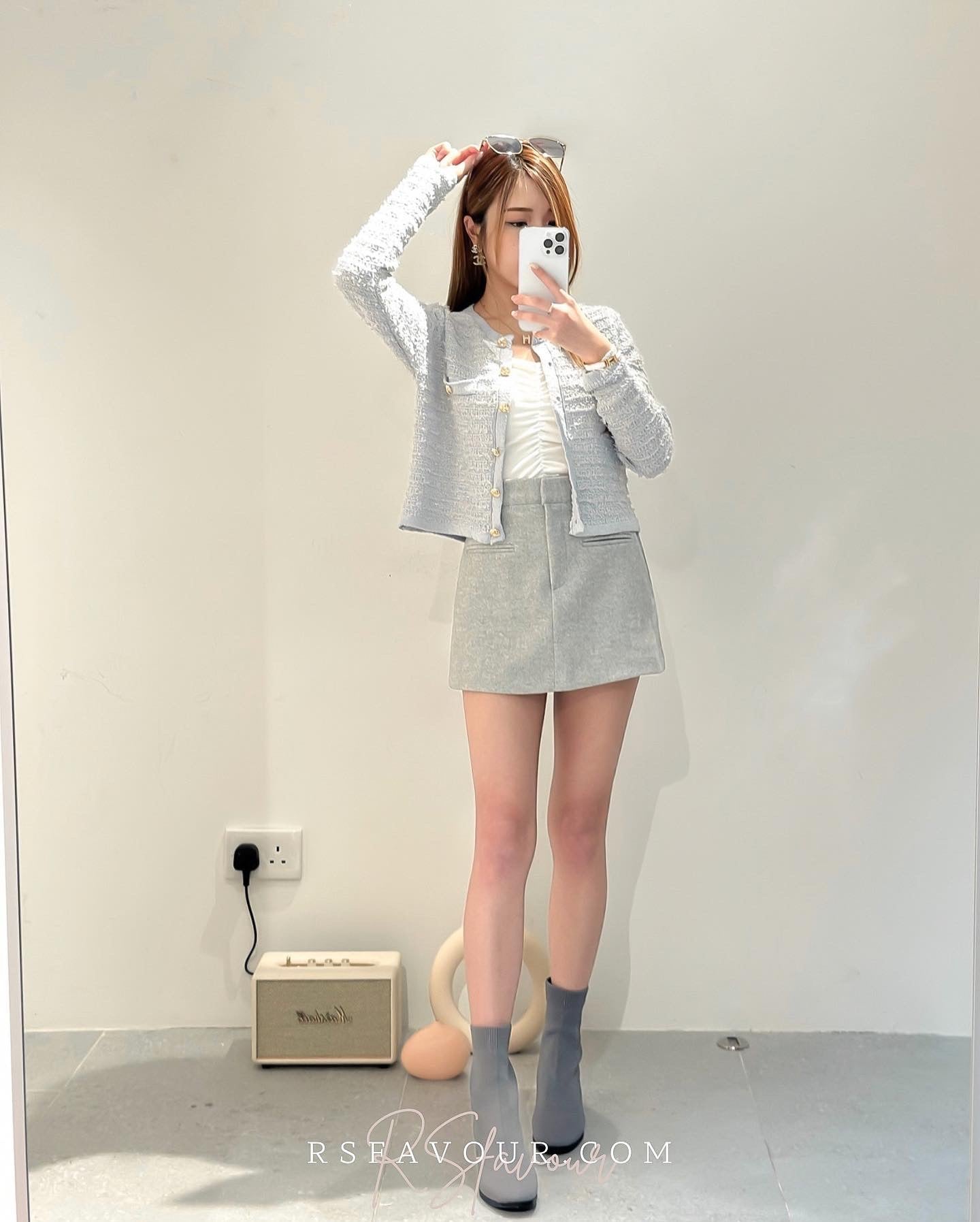 (KR) 混銀線小清新外套|淺粉藍