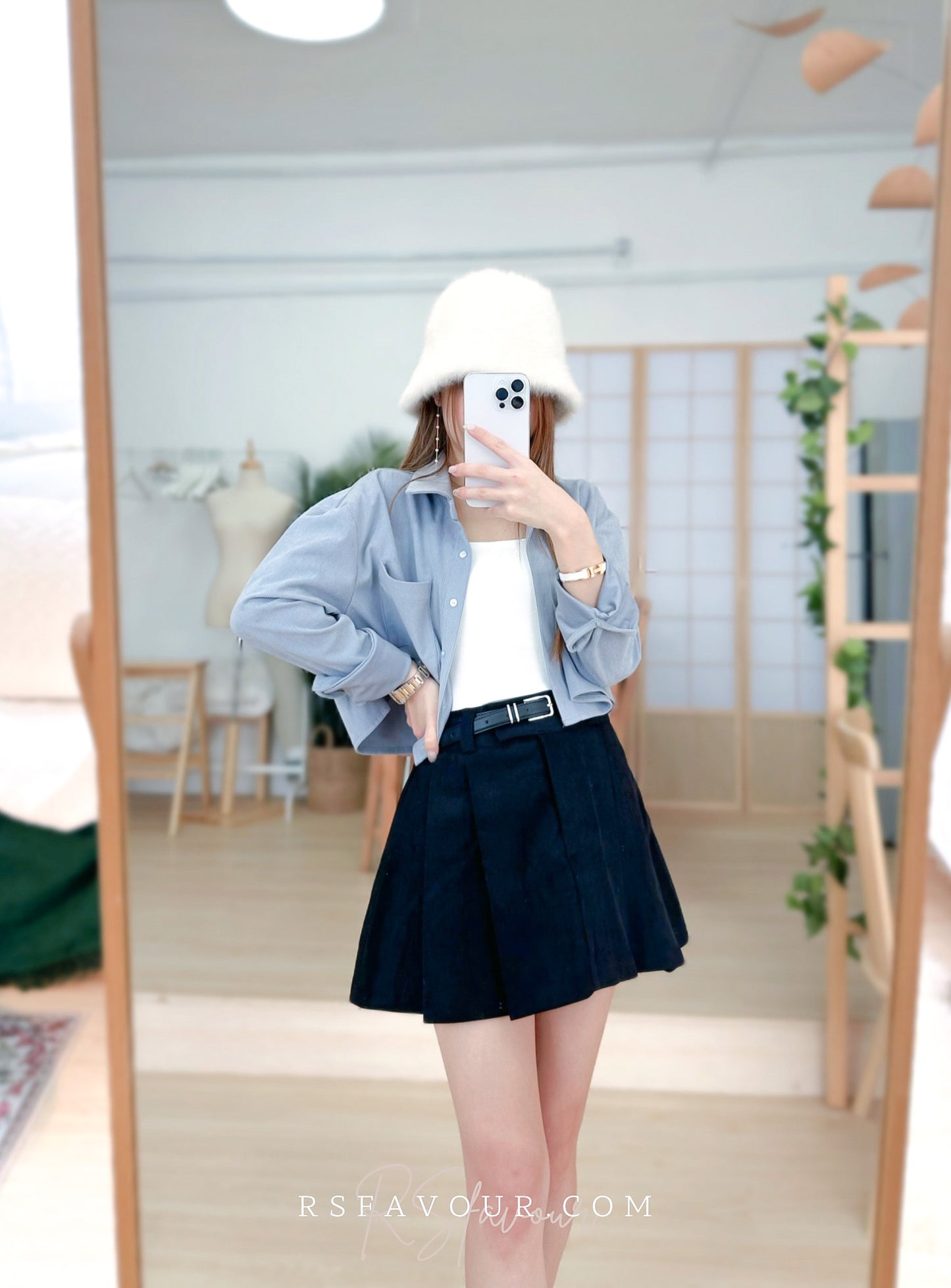 (KR) 薄磨毛短身裇上衣|兩色入