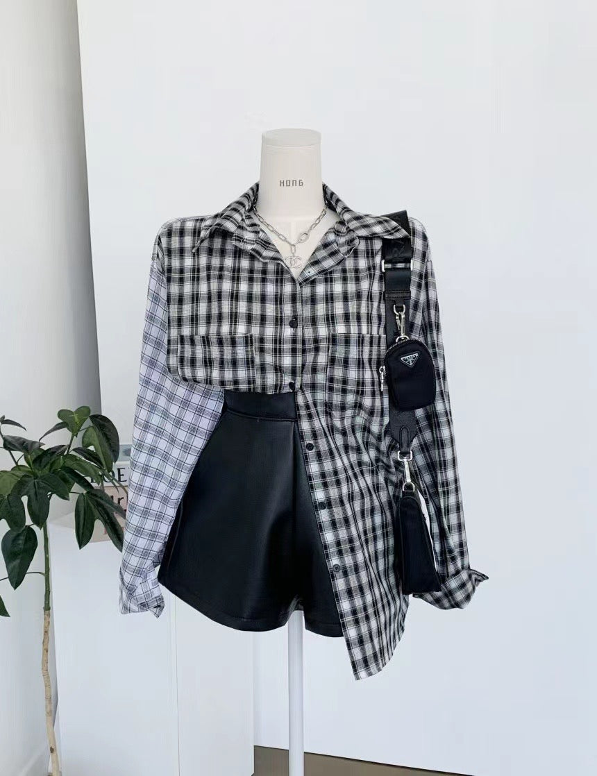 (KR) 拼格格仔外套上衣|兩色入