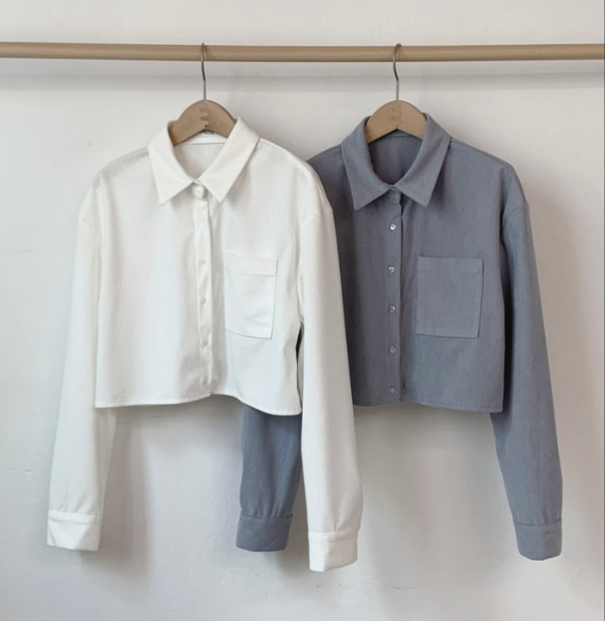 (KR) 薄磨毛短身裇上衣|兩色入