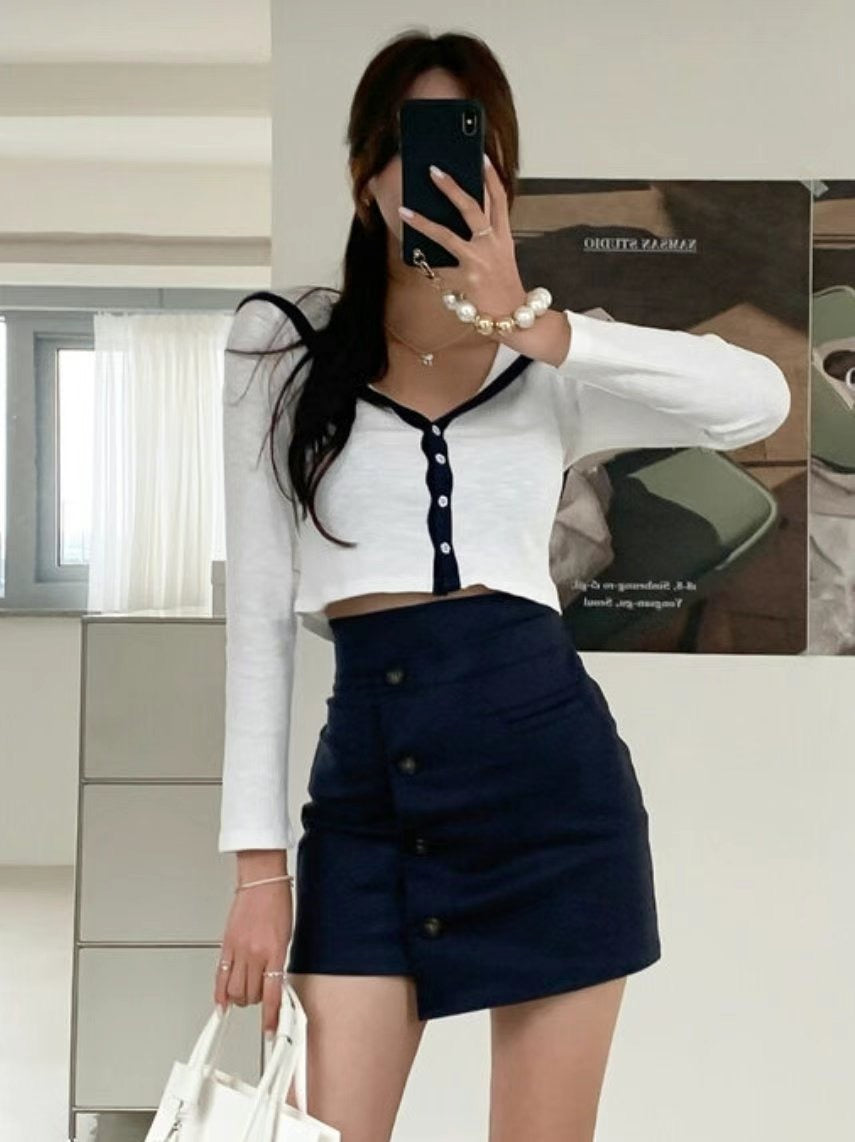 (KR) 大反領小香風外套上衣|三色入