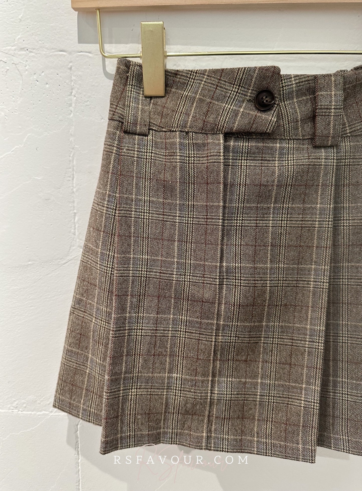 (KR) 英倫風格子百褶短裙|兩色入