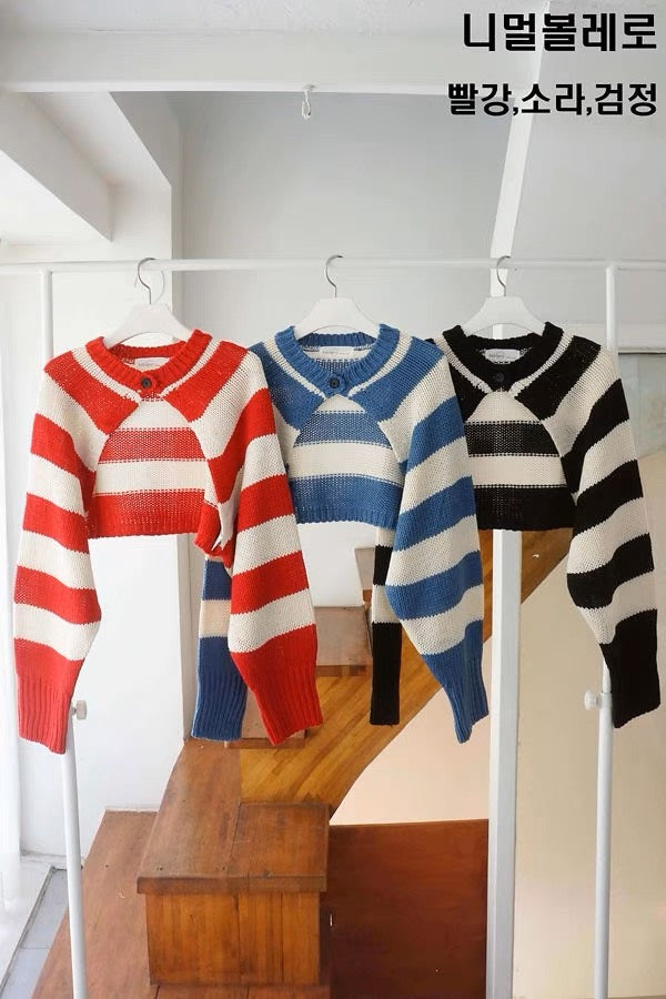 (KR) 粗間單鈕針織短外套|型格黑