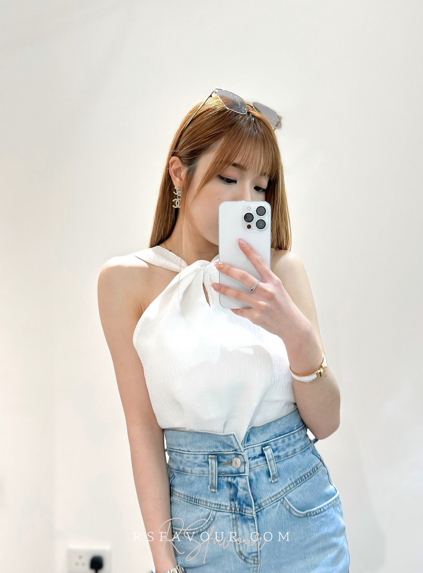 (KR) 扭結入膊雪紡混綿背心|三色入