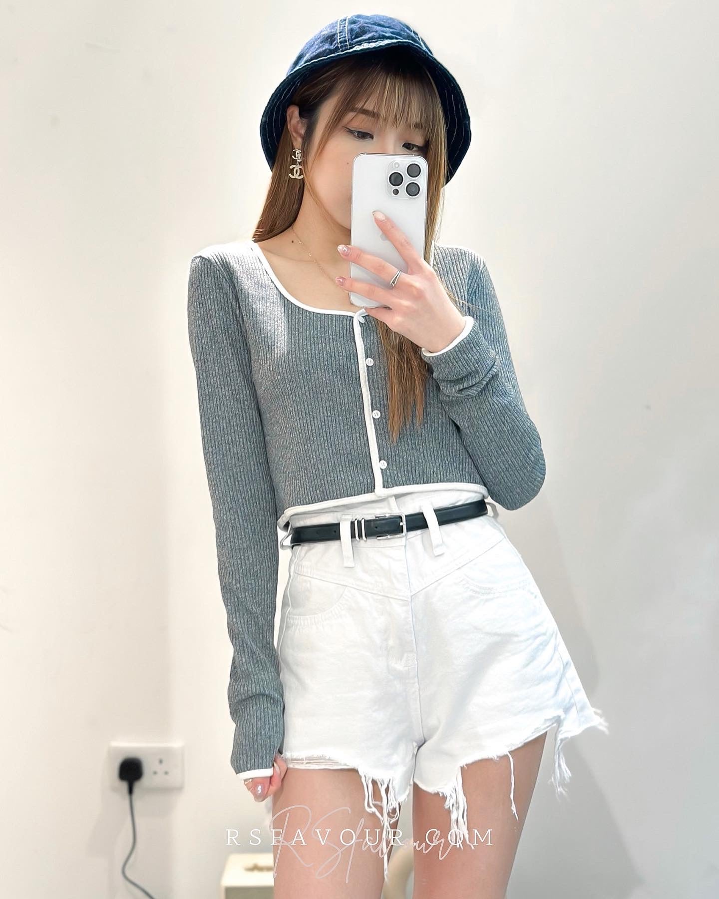 (KR) 高腰超顯瘦短牛|冰川白