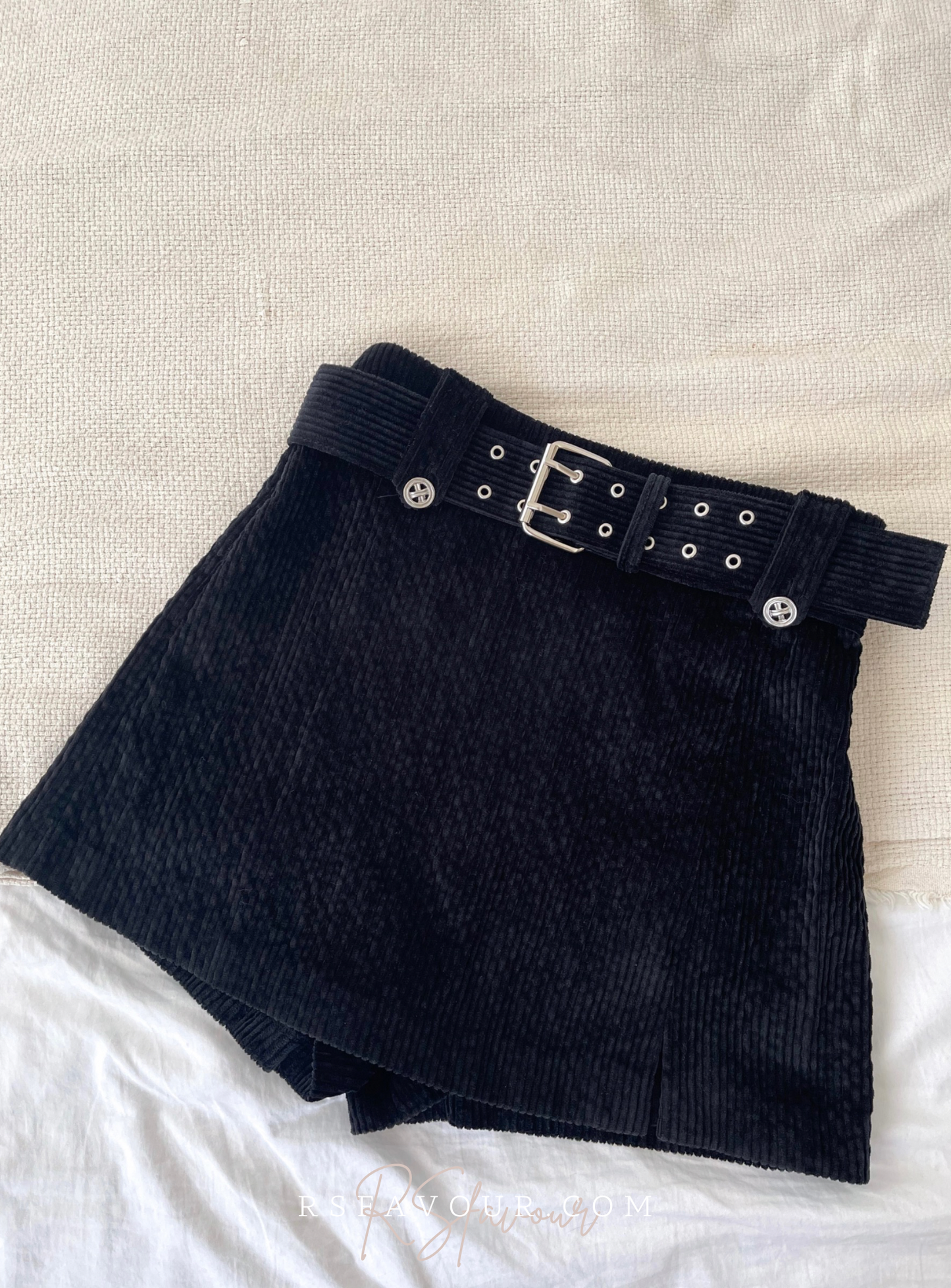 (KR) 連belt暗直紋裙褲|兩色入