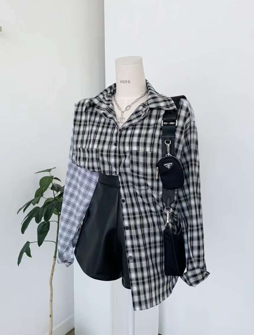 (KR) 拼格格仔外套上衣|兩色入