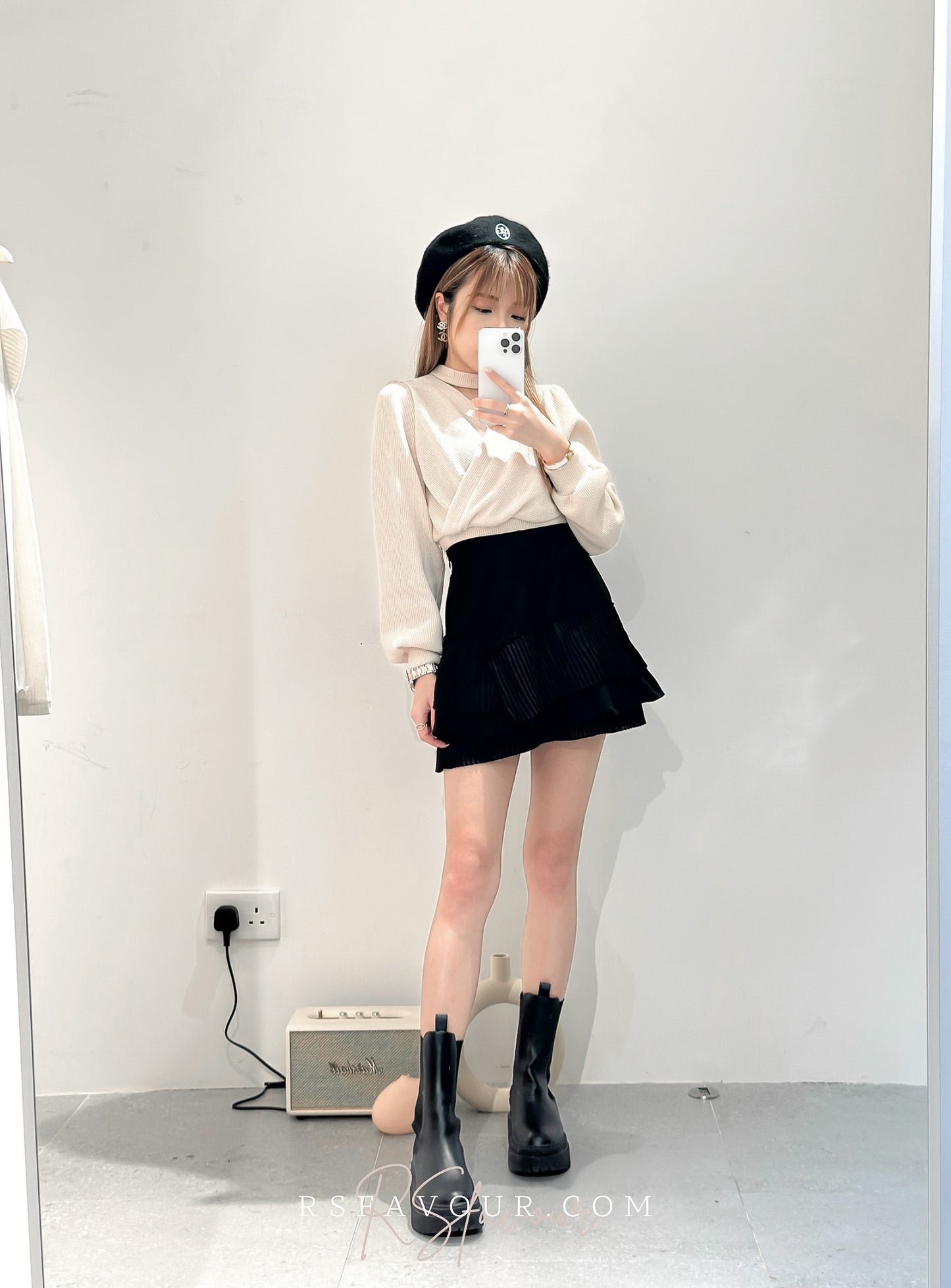 (KR) 雪紡層次微魚尾裙|兩色入