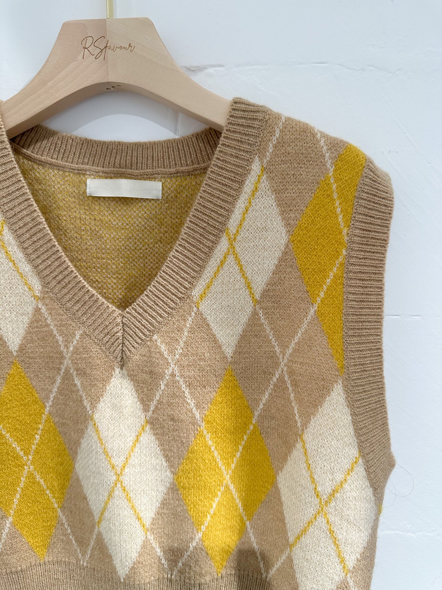 (KR) 菱格拼色針織背心|兩色入