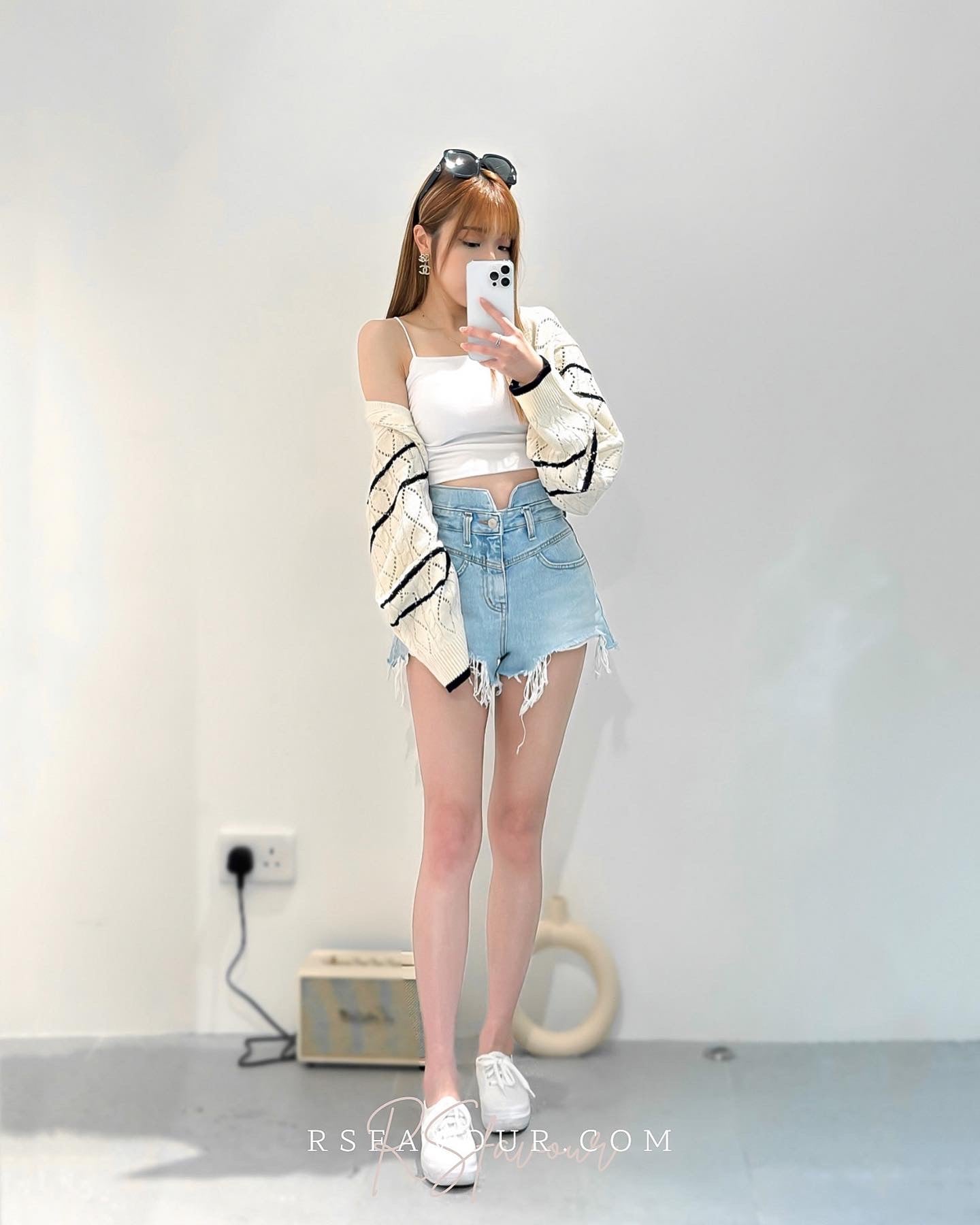 (KR) 雙間薄針織開胸外套|象牙白