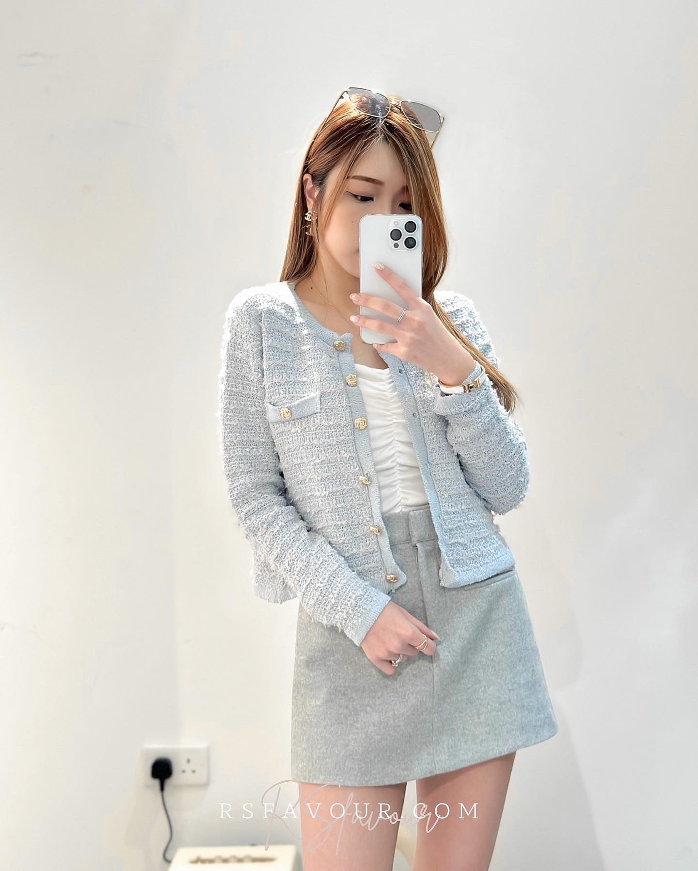 (KR) 混銀線小清新外套|淺粉藍