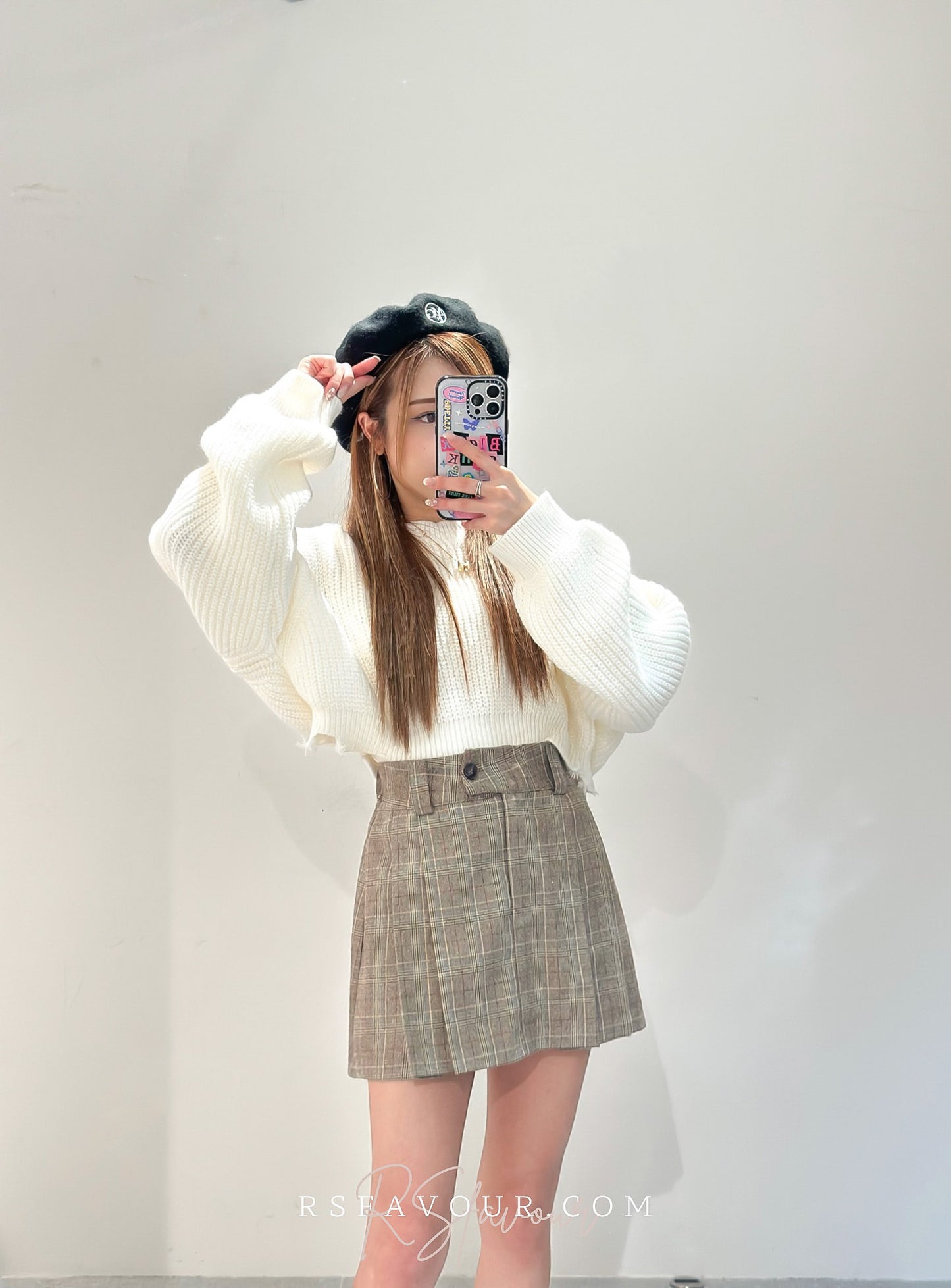 (KR) 英倫風格子百褶短裙|兩色入